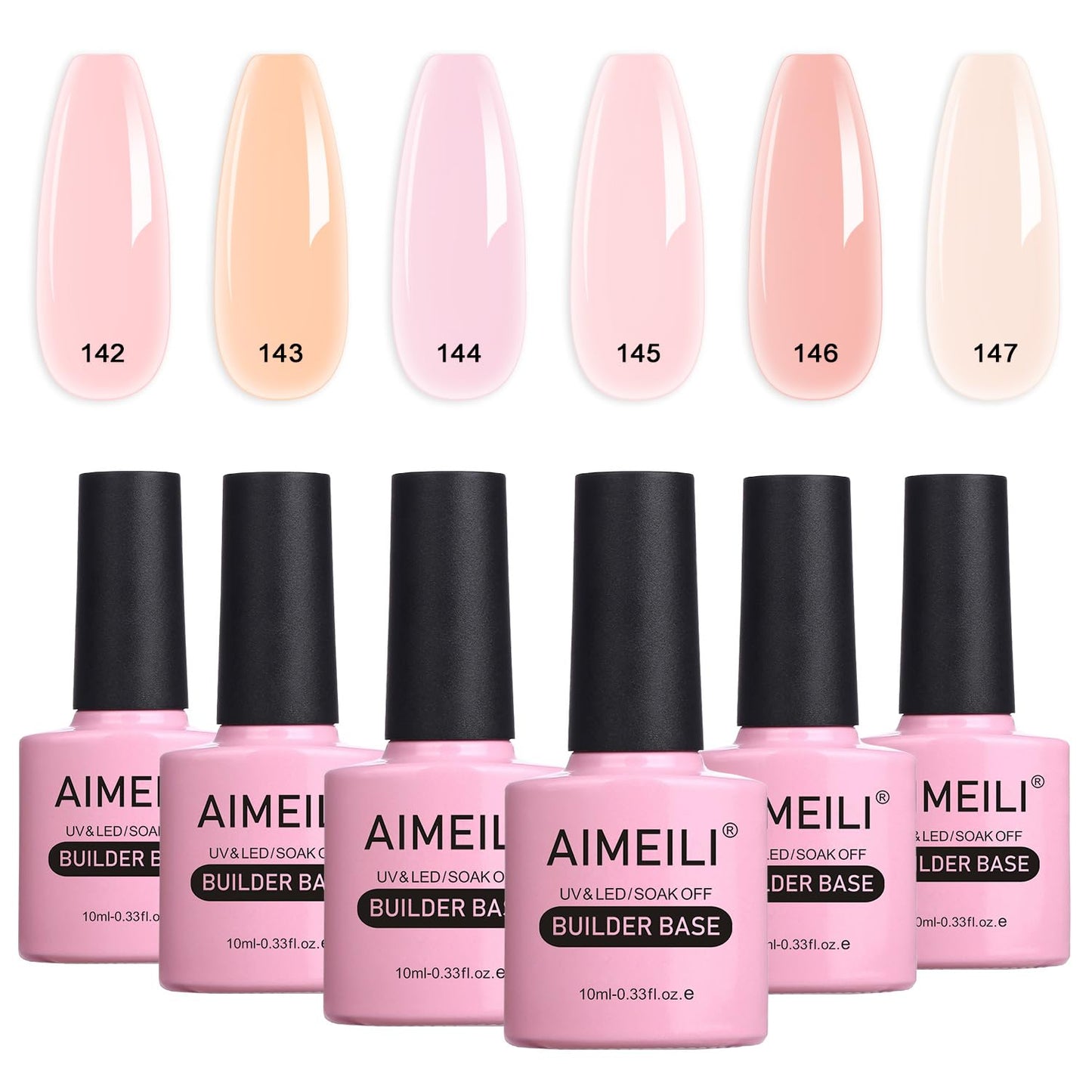 AIMEILI 8 in 1 Sheer Color Builder Nail Gel, Jelly Nude Gel Nail Polish Set Builder Nail Strengthener Extension False Nail Tips Glue Gel in a Bottle,