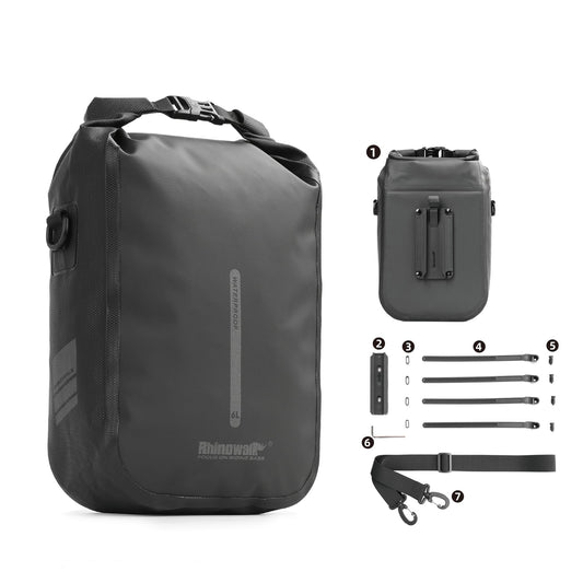 Rhinowalk Bike Front Fork Bag Waterproof 4-6L Bicycle Quick Release Dry Bag for Bikepacking Cycling Touring