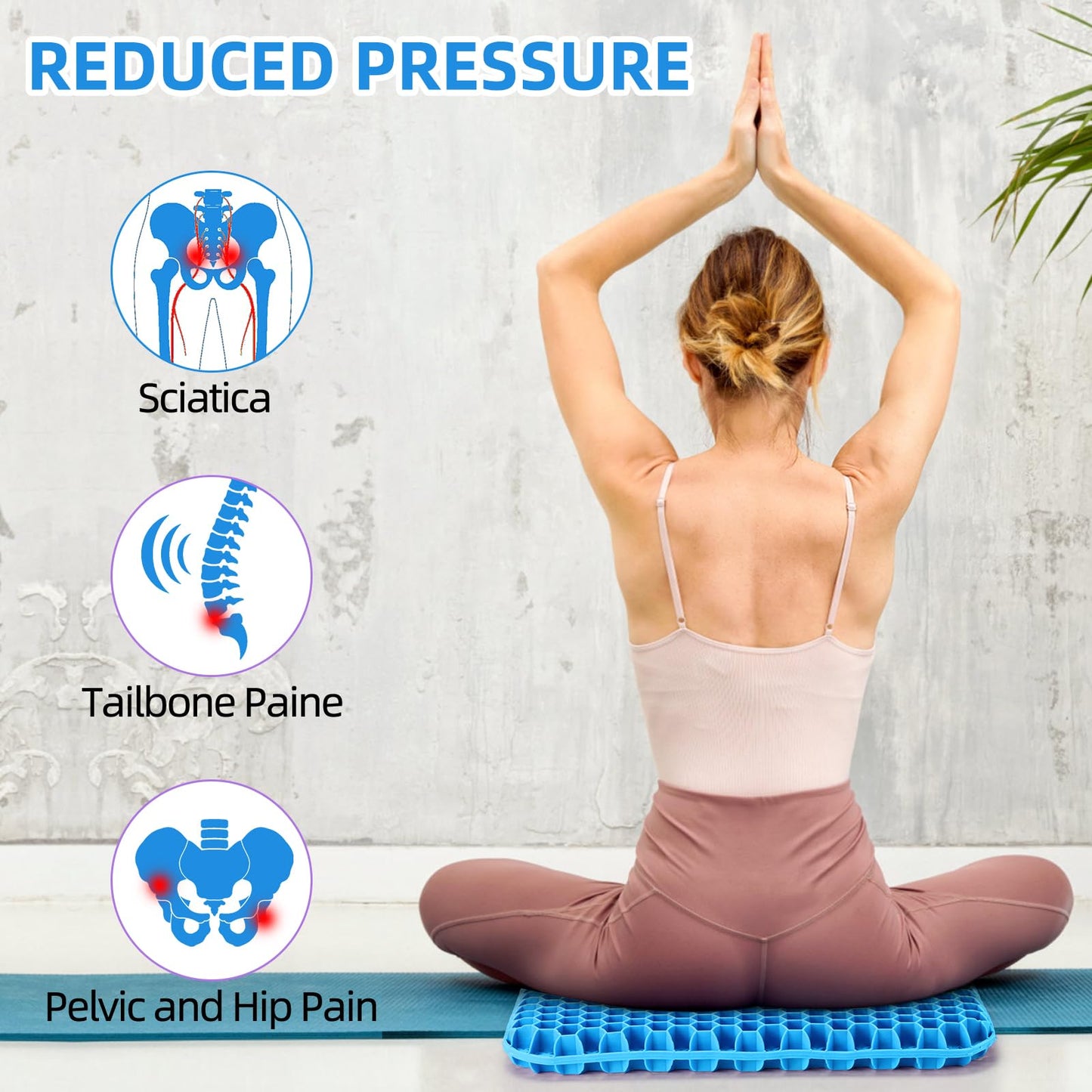 Dyserbuy Honeycomb Cushion, Orthopaedic Gel Seat Cushion for Pressure Relief, Memory Foam Cushions for Office Chairs, Car, and Wheelchair
