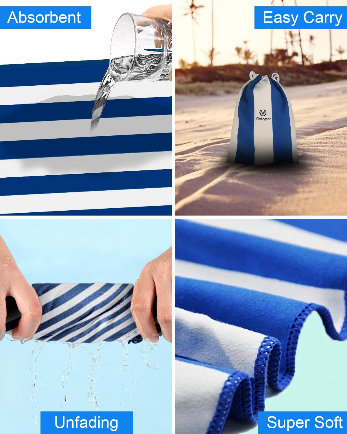 Victoper Microfiber Beach Towel d Quick Fast Dry Sand Free Soft Compact Lightweight Beach Towels for Adults Suitable for Pool Swim Beach Yoga Camping