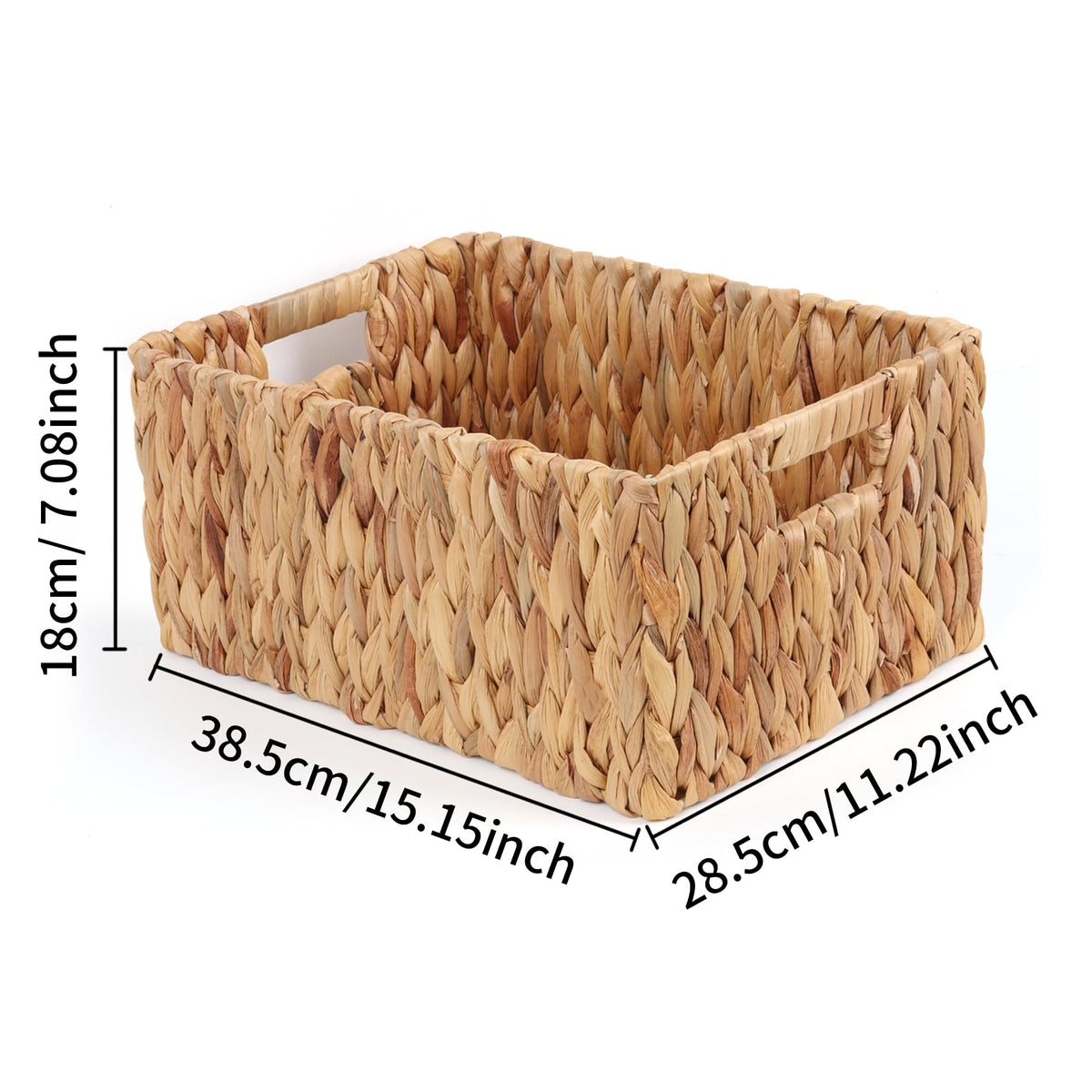 FEIALNDUO Wicker Shelf Baskets, Woven Storage Bins for Shelves Pantry Organizers and Storage with Handles Home Decor Natural, 38 x 28 x 18cm