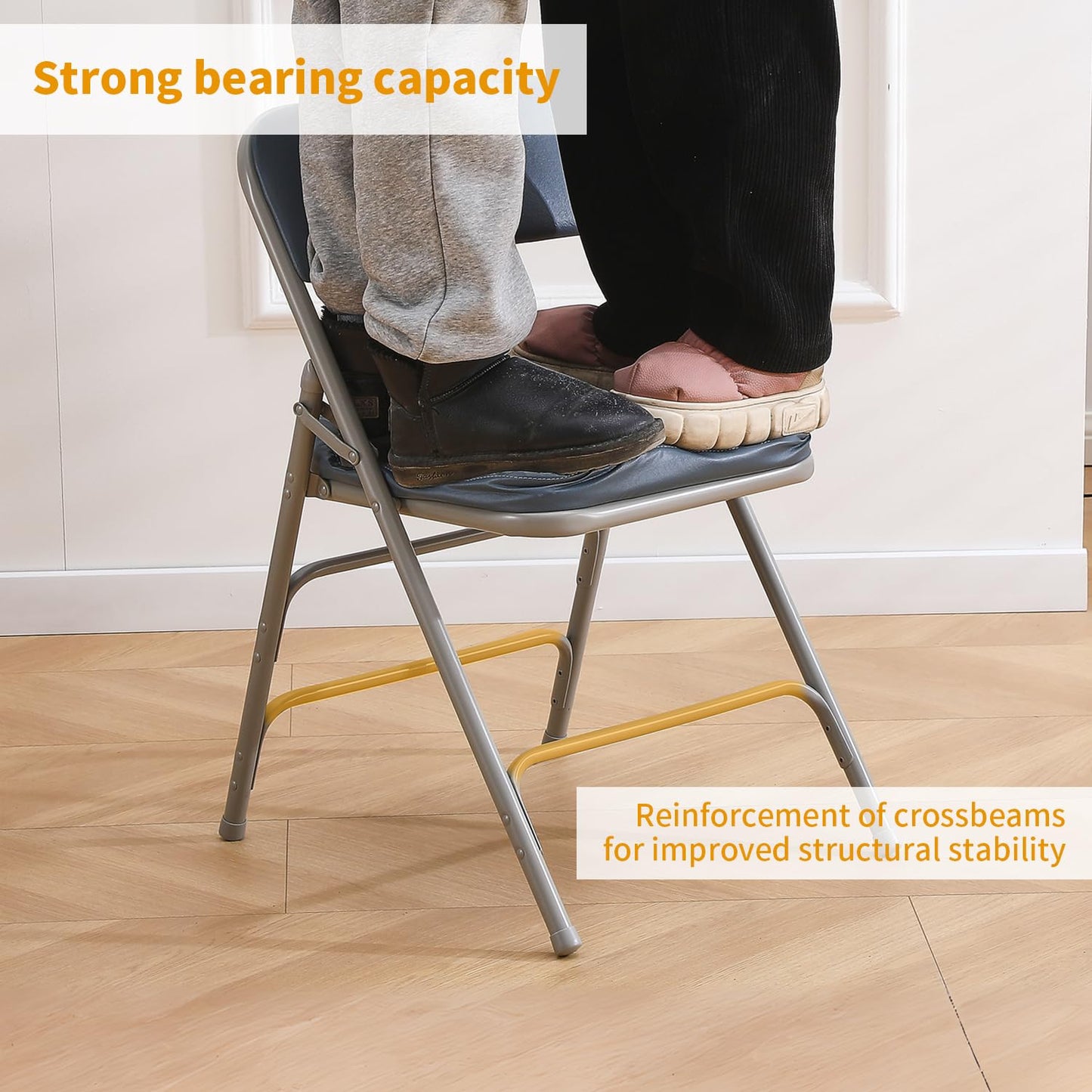 BOOSDEN Blue Padded Folding Chairs, Foldable Chair with Thick Cushion