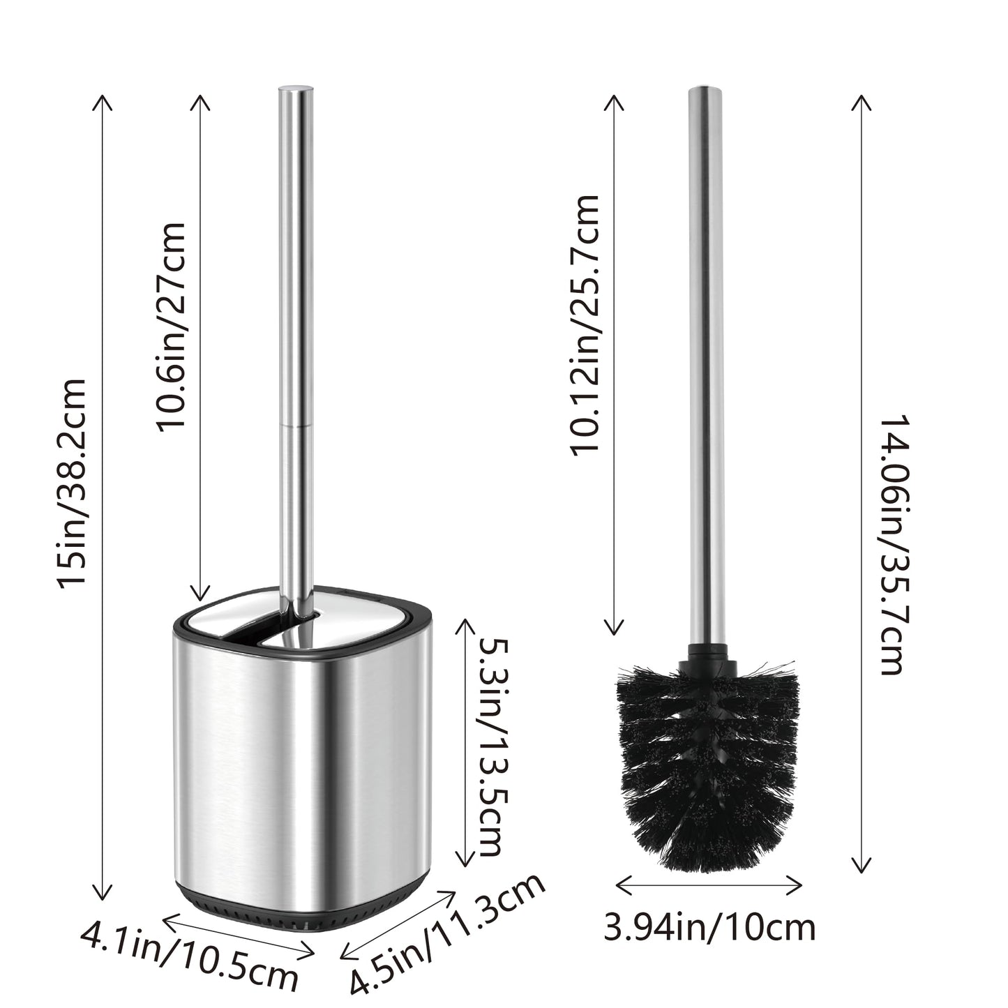 Sleek Toilet Brush Holder Set Toilet Bowl Brush Stainless Steel Automatic Open lid Toilet Bowl Cleaner Brush with Durable Bristle Head Toilet