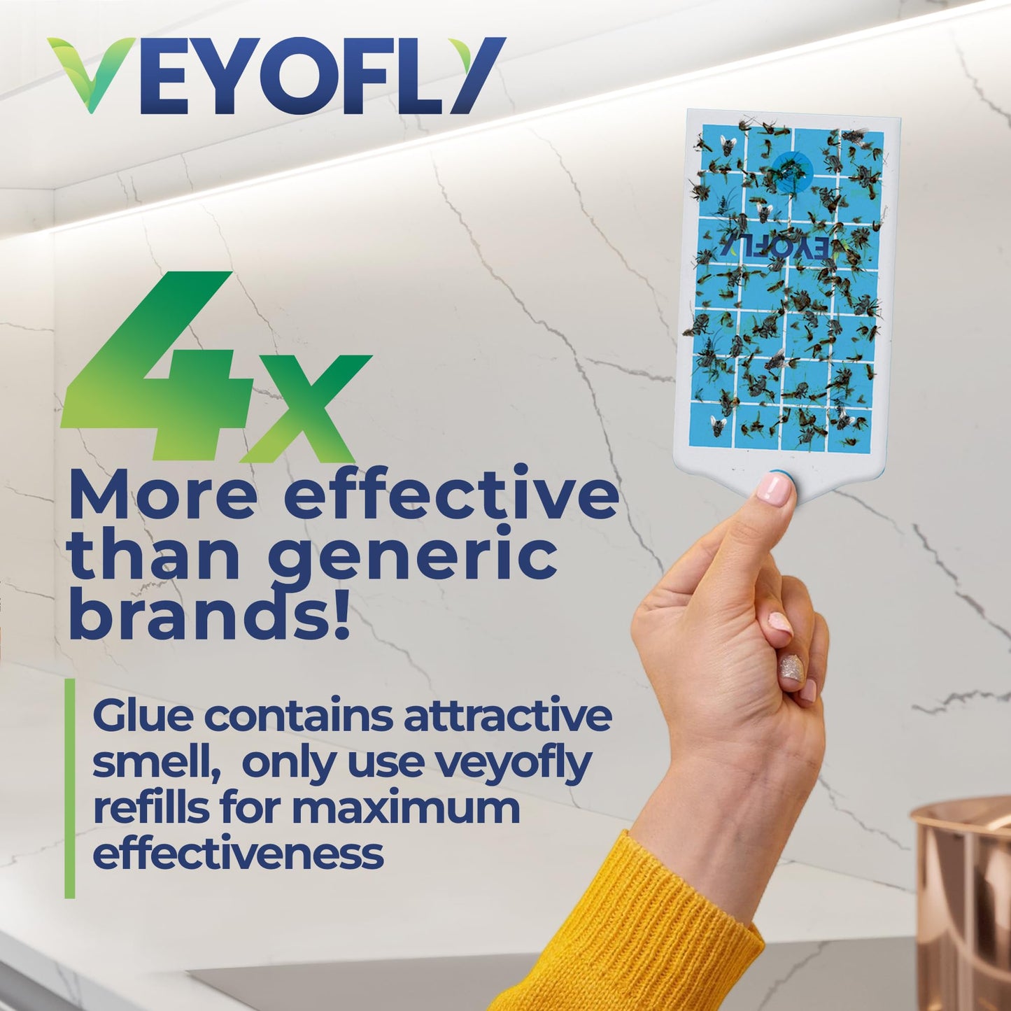 VEYOFLY Fruit Fly Traps for Indoors, Fly-Trap, (2 Device + 6 Refills) Fly-Catcher, Gnat-Traps for House Indoor, Plug in Light Flying Insect-trap, Bug
