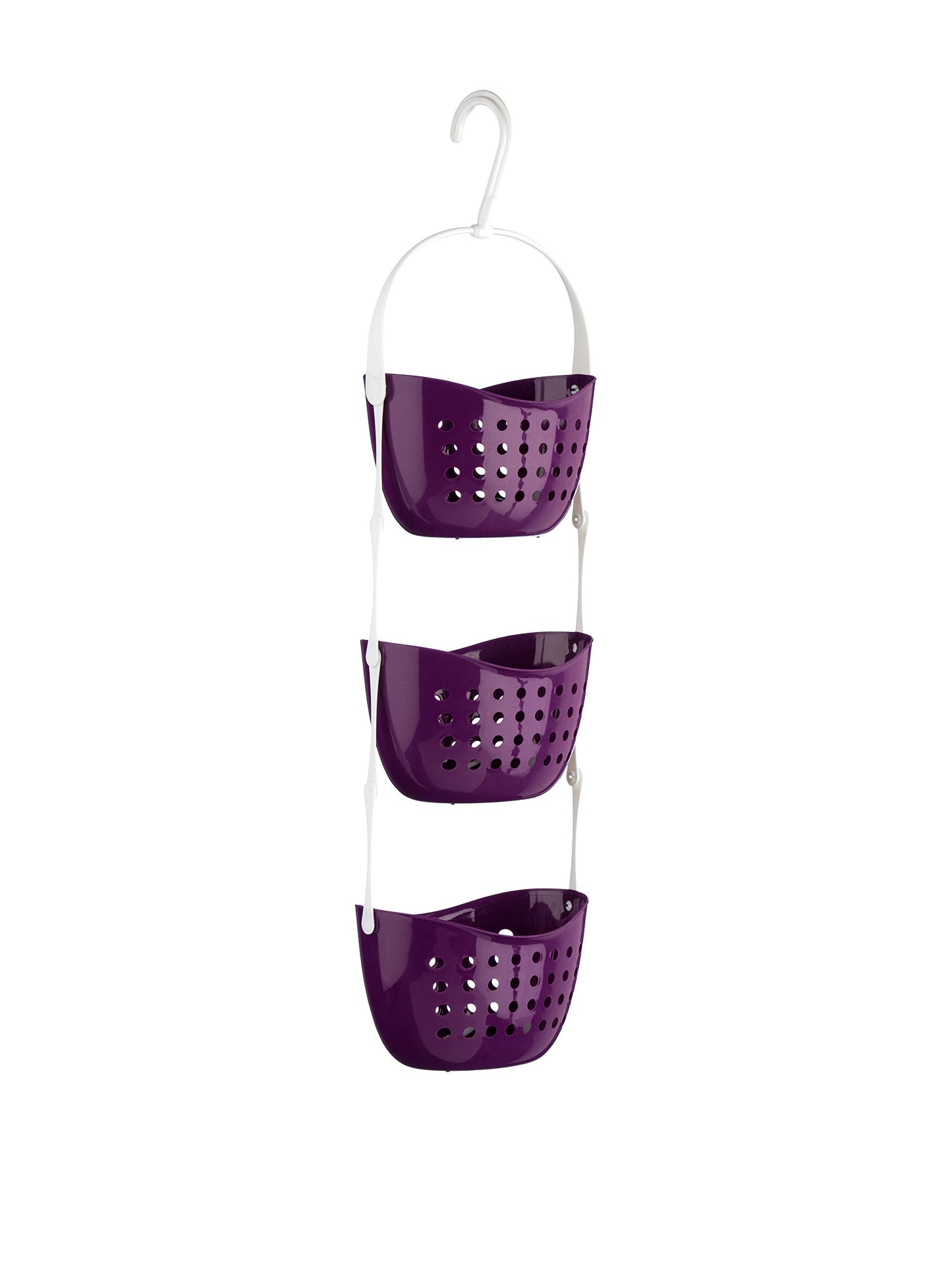 Premier Housewares 1601486 3-Tier Shower Caddy / Shelf Purple Small Storage Baskets / Hanging Organiser Plastic Bathroom Caddy / Shower Organiser 23 x