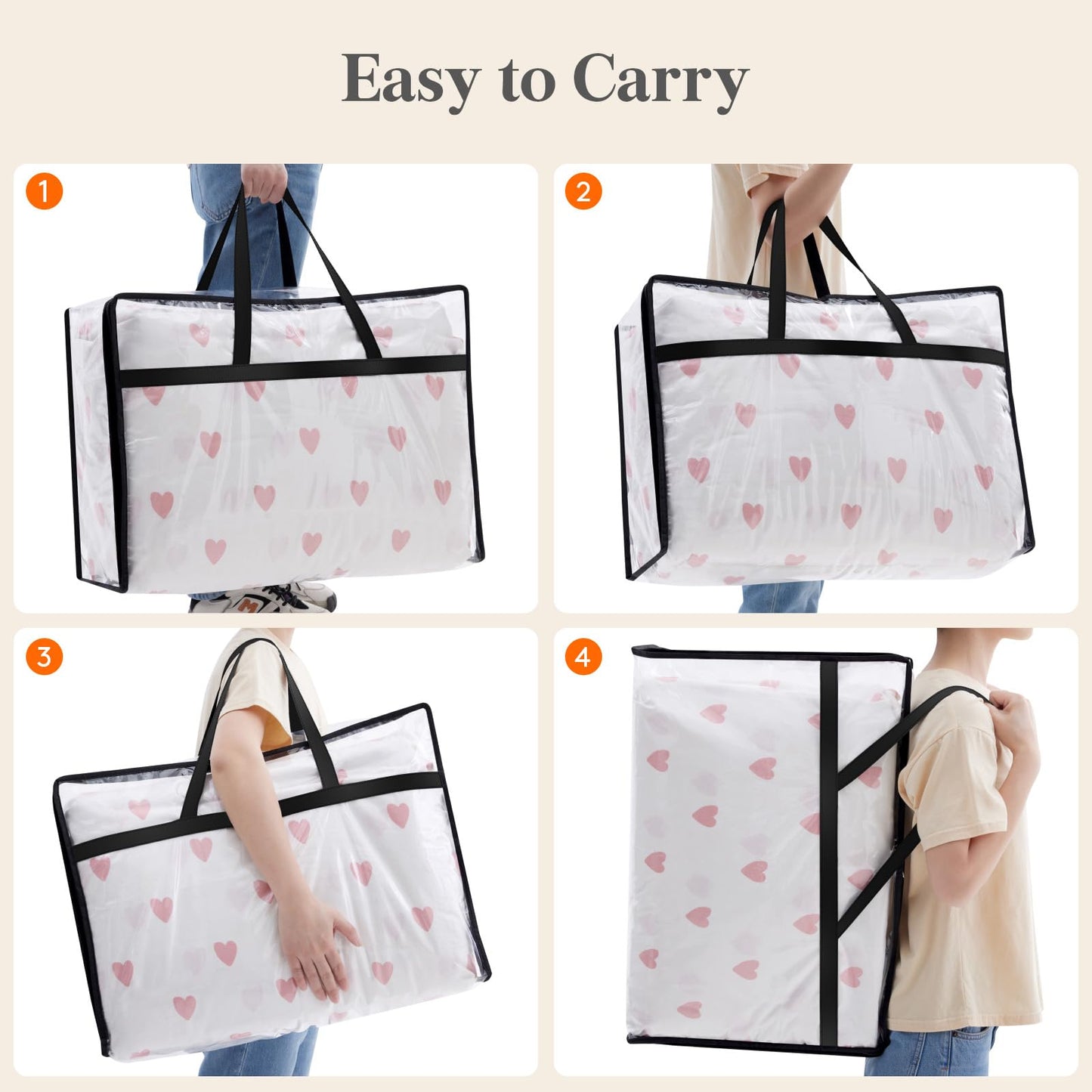 Lifewit 4 Pack Clear Storage Bags, 60L Plastic Clothes Storage Bags