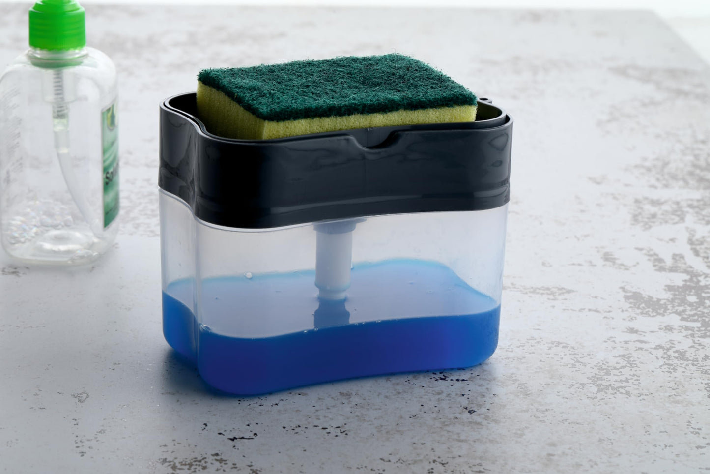 AARNAV Plastic Sink Dishwasher Liquid Soap Dispenser Pump with Sponge Holder Caddy for Home and Kitchen Multicolour Plastic