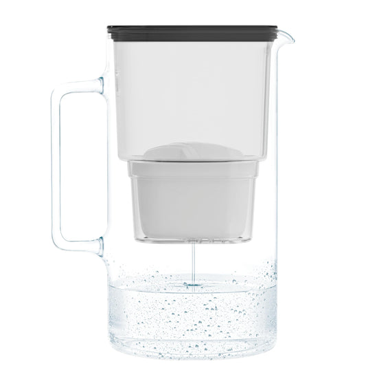 Wessper Glass Water Filter Jug + 1 Water Filter Cartridge | Replacement for Dafi Unimax Aquaphor A5 BRITA Maxtra+ Philips AWP212/10 Filter | 3 Litre |