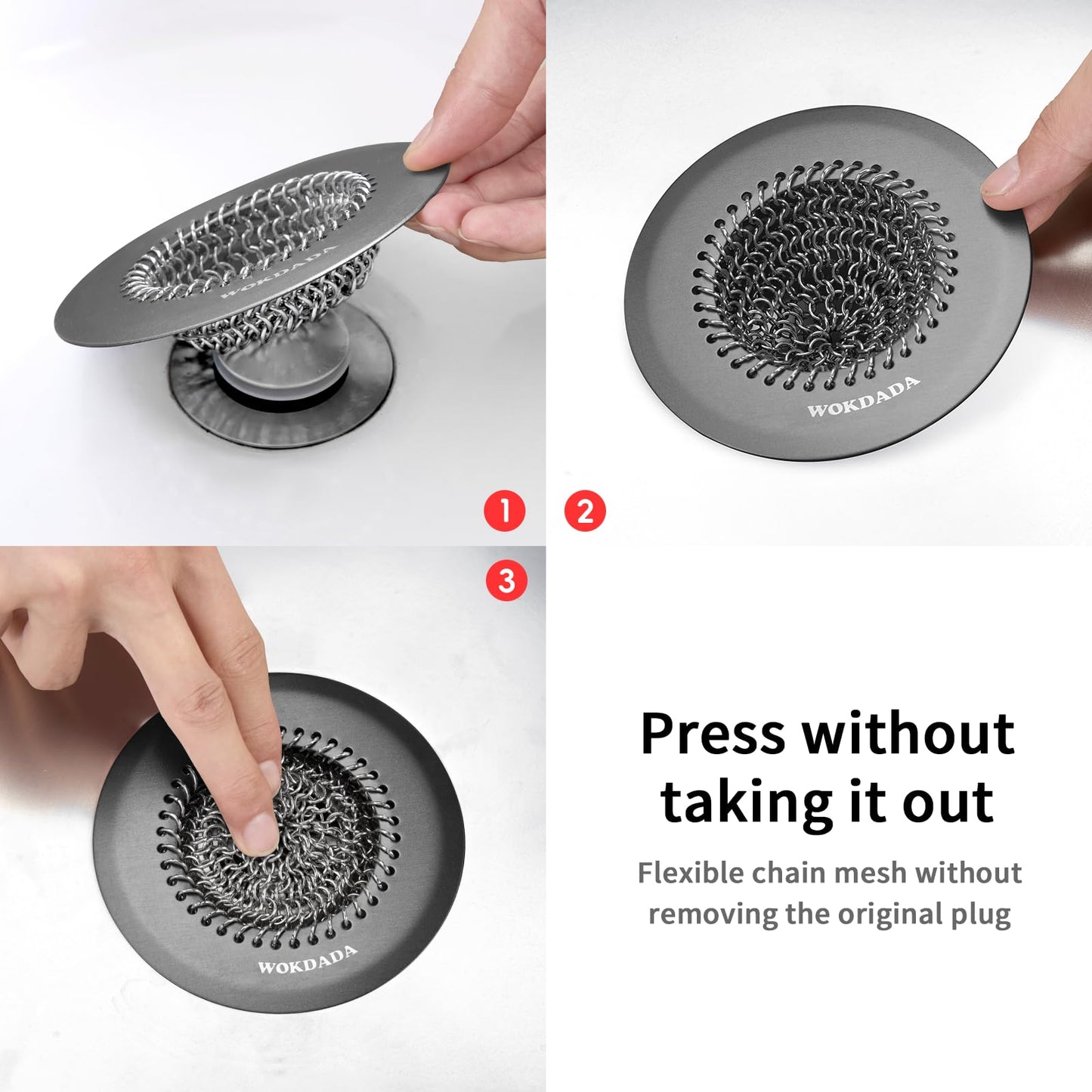 WOKDADA Shower Hair Drain Catcher, Easy Clean Bathtub Drain Hair Catcher, Fast Drainage Tub Drain Protector