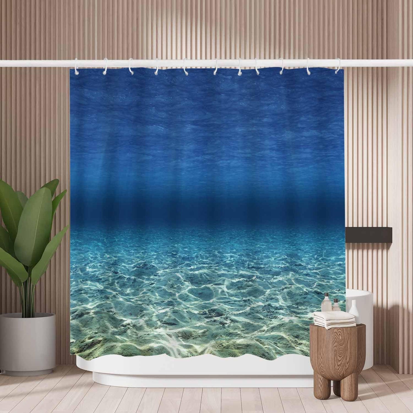 Woutay Shower Curtain Mould Proof Resistant At The Bottom of The Sea,Water Repellant Fabric,Polyester,Size 180x180CM