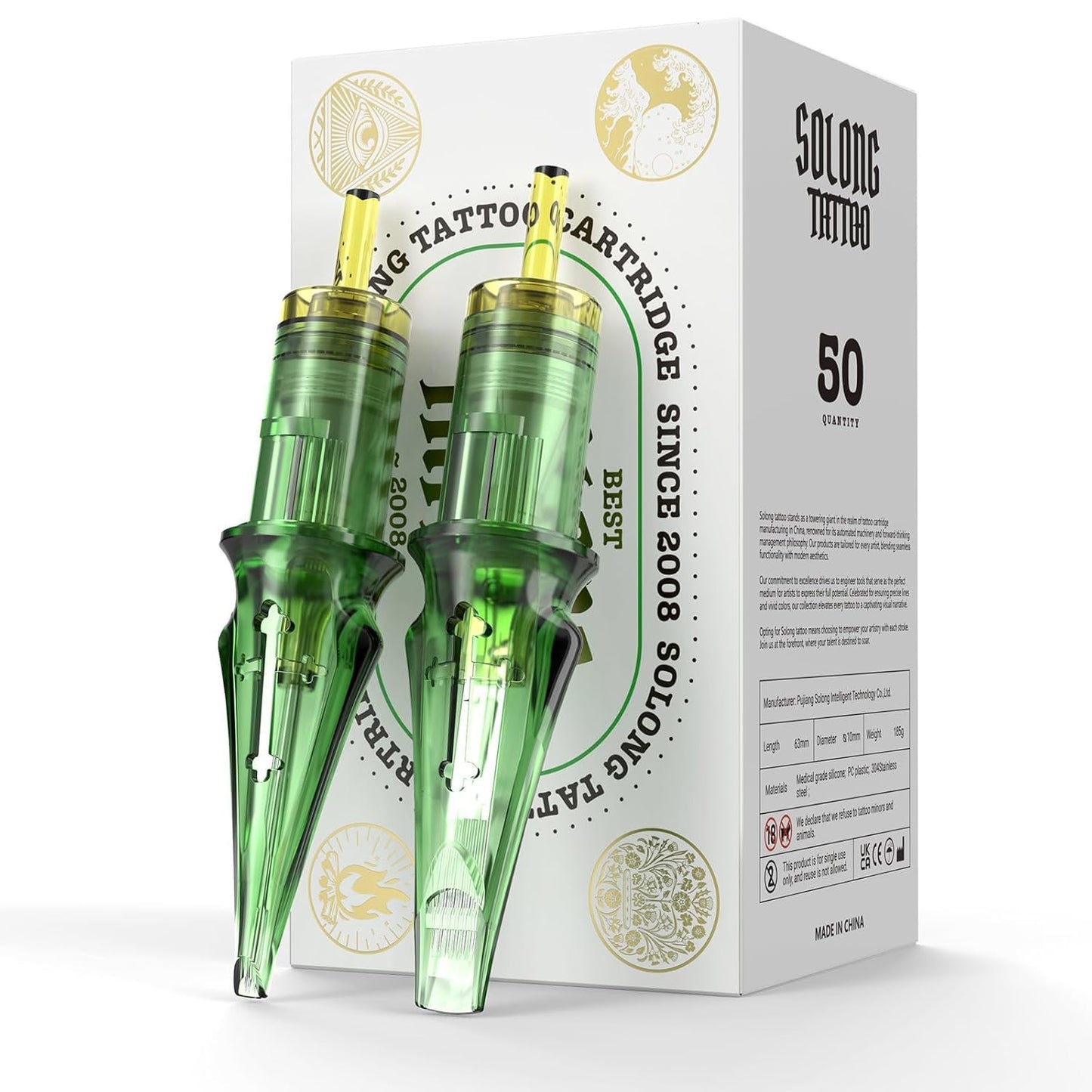 Tattoo Cartridge Needles,Solong Pro 50Pcs Disposable Tattoo Needles Liners Mixed Round Liner X-Taper EN01S-50KIT-E