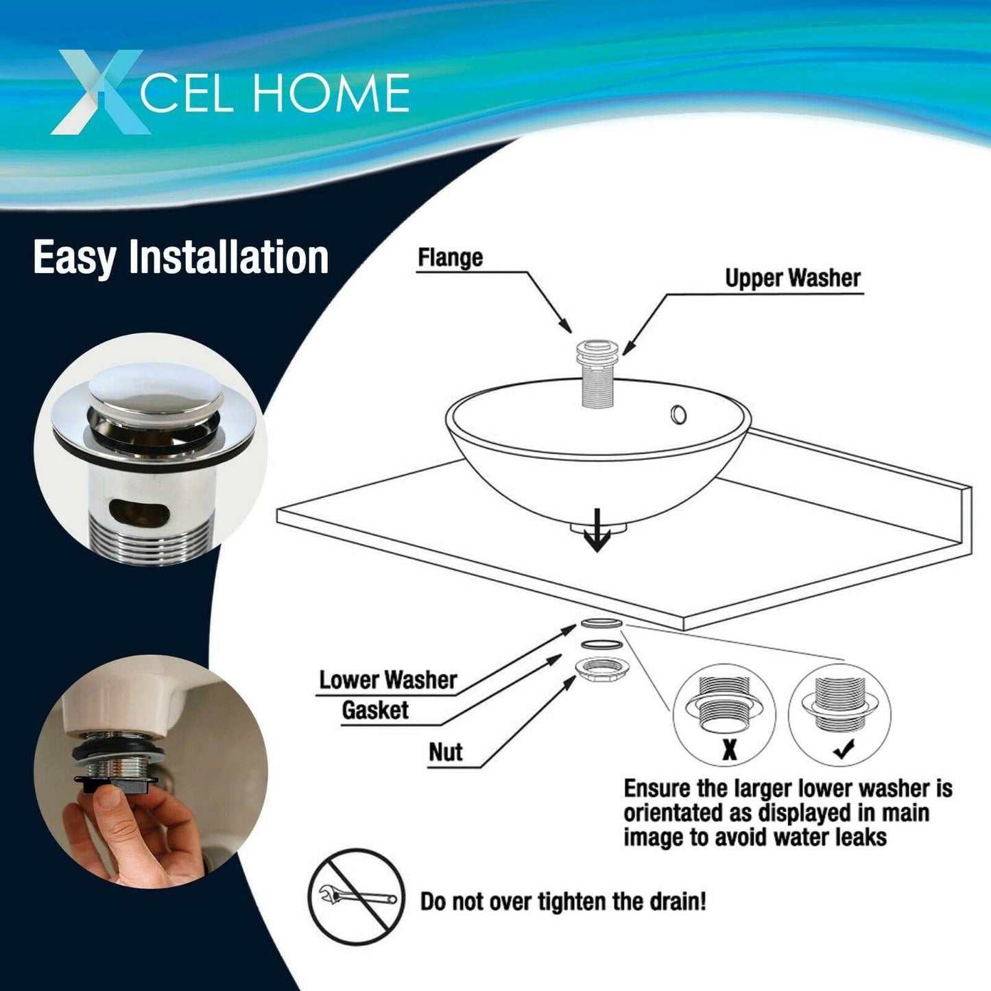 Xcel Home G 1 1/4" BSP Slotted Chrome Click Clack Basin Waste