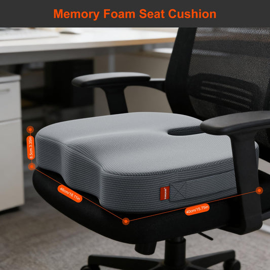 inaepeak Seat Cushion, Memory Foam Seat Cushion for Coccyx Tailbone Pain Relief, Suitable for Office Chair/Car Seat/Wheelchair