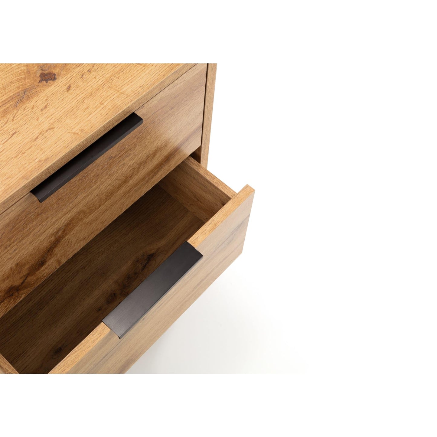 Julian Bowen Bali Bedside Table, 2 Drawer, Oak Effect - H57.5 x W45 x D40cm