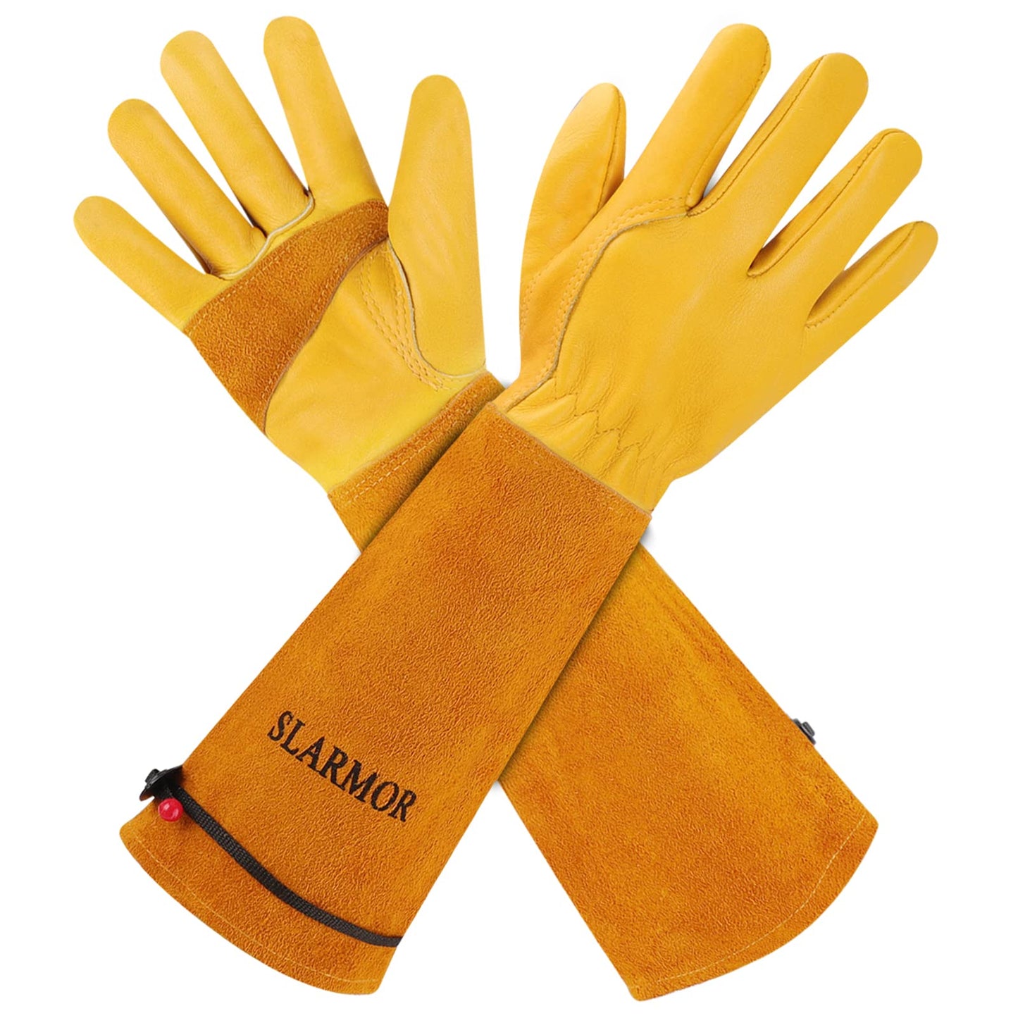 SLARMOR leather Gardening Gloves for Women/Men - Thorn Proof Cowhide Leather Rose/Blackberry Pruning Heavy Duty Garden Gloves Thick Palm Gauntlet