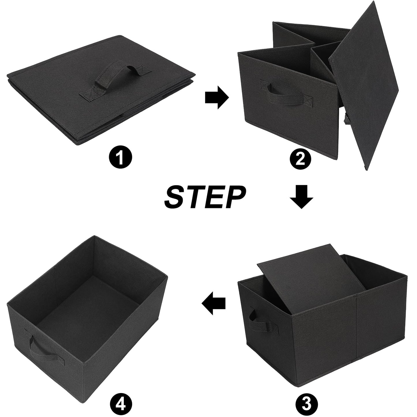 JAKAGO Foldable Wardrobe Fabric Storage Boxes 4 Pack, 39 x 29 x 20 cm