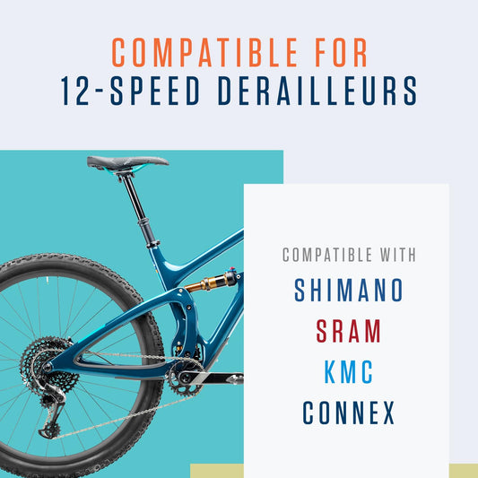 Alphatrail Bike Chain Parker 12-Speed 126 Links I Compatible with Shimano, SRAM, KMC, Connex, Campagnolo I Incl. Chain Lock
