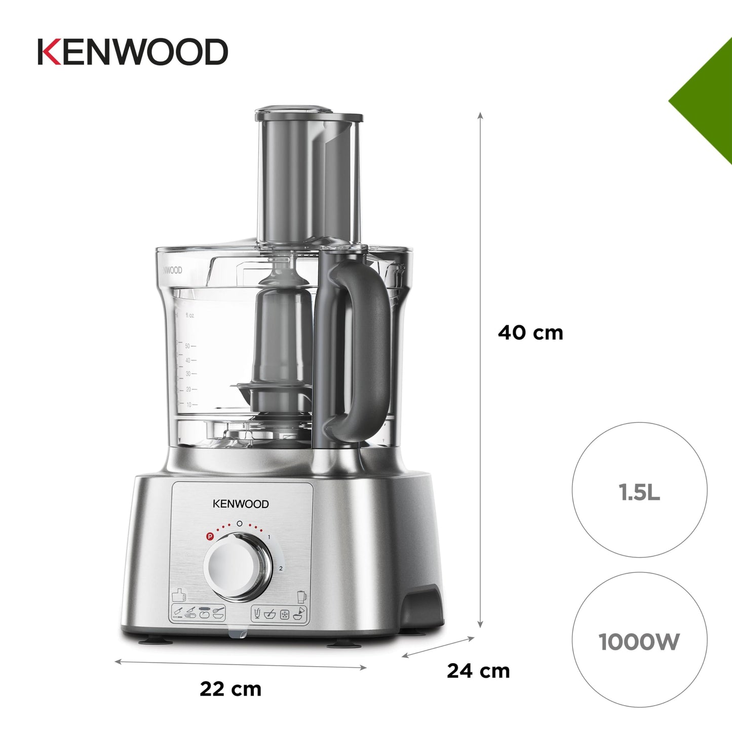 enwood FDP65.180SI All in 1 Food Processor Multipro Express, Silver