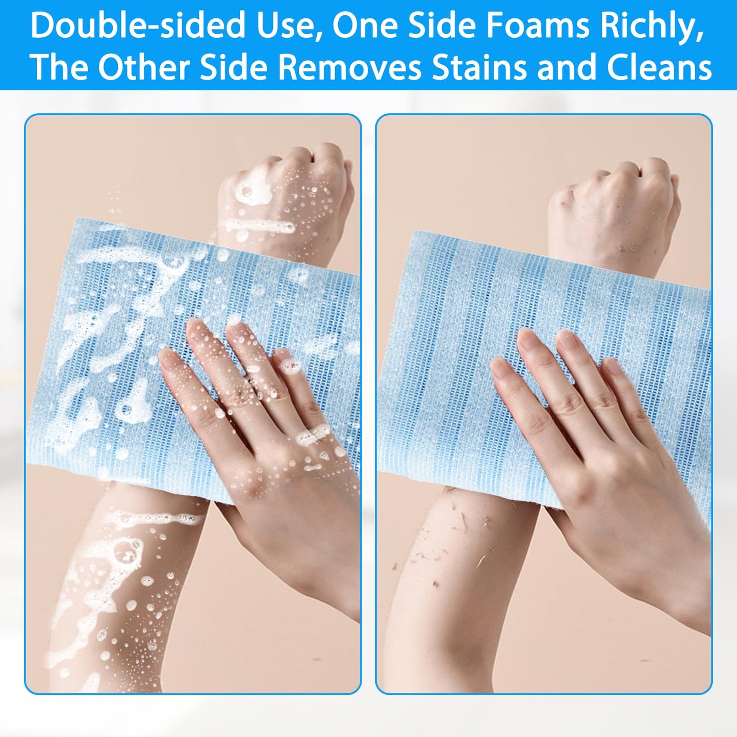 ExcellaElite 3 PCS Japanese Exfoliating Towel Exfoliating Shower Towel Extra Long Cloth for Men and Women Body Cleansing Dead Skin Removal and