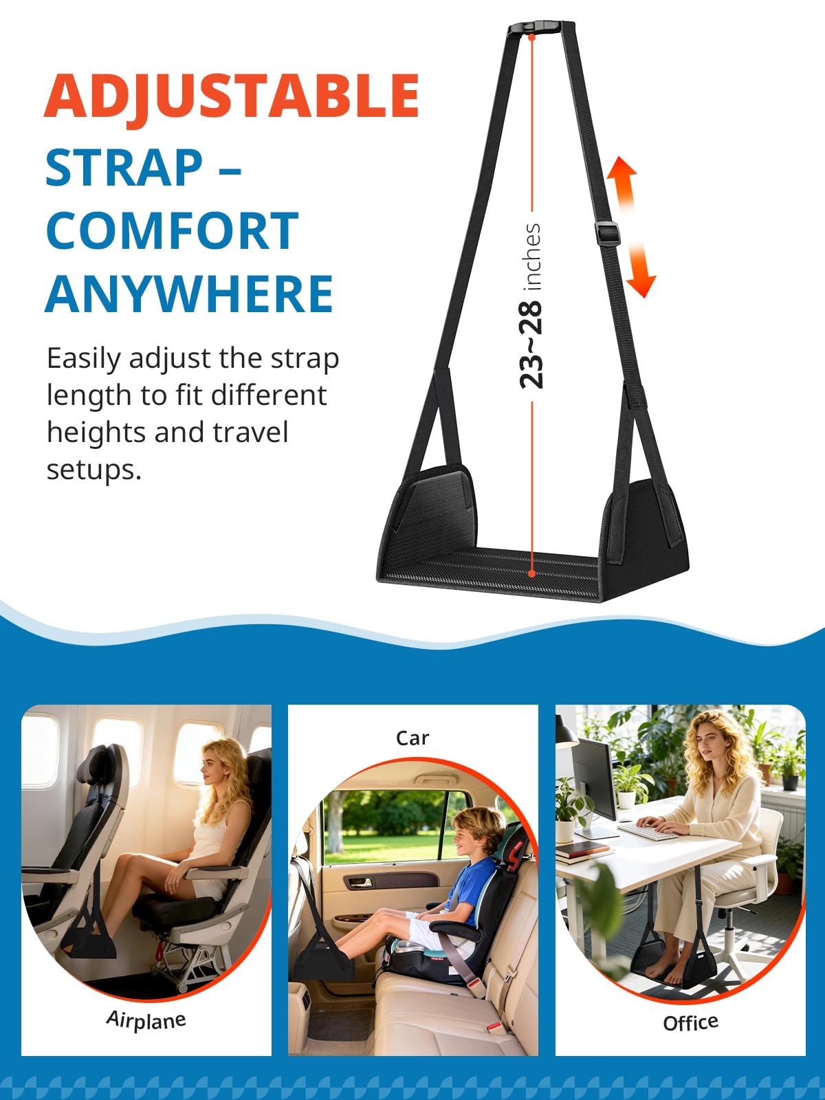 SARISUN Foot Hammock for Flight 2-Pack Foot Rest with Portable Carry Bags