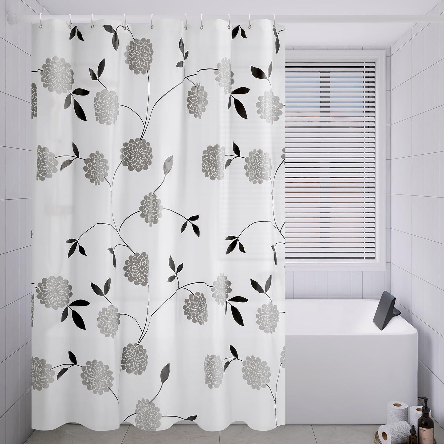 Lkw Ogechi Shower Curtain Flower Pattern Extra Large 180-300cm Wide, 200x240cm PEVA Anti Mould Waterproof Wet Room Shower Curtains Liners, Shower