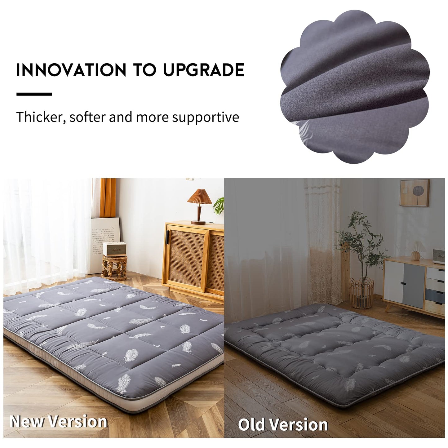 MAXYOYO Futon Mattress, Padded Japanese Floor Mattress Quilted Bed Mattress Topper