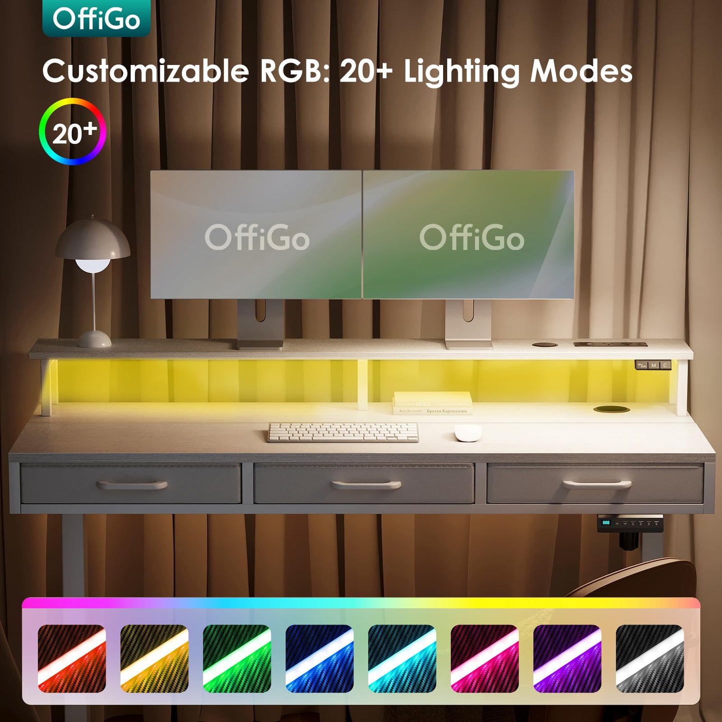 OffiGo Standing Desk with 3 Storage Drawers, 120cm Height Adjustable Desk