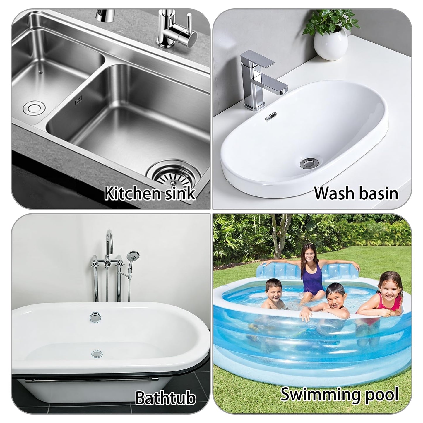 TQIOQIY 43mm Adjustable Bath Plug, Heavy Duty Brass Chrome Bathtub Drain Stopper, Height Adjustable Pop-Up Bathtub Plug 55mm