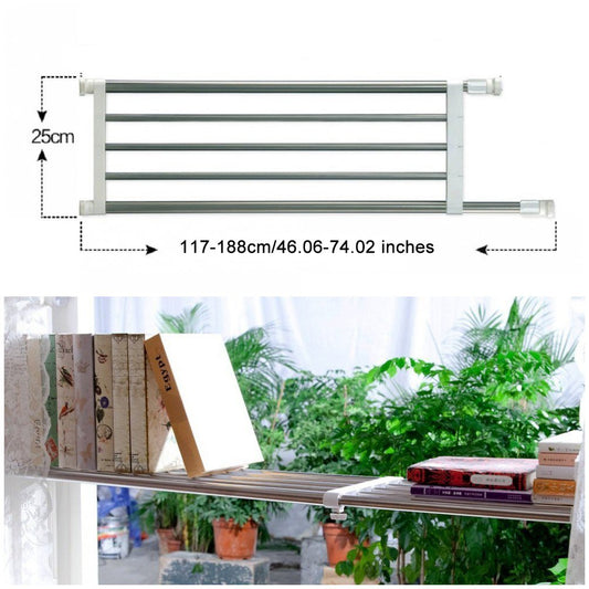 BAOYOUNI Expandable Wardrobe shelf Tension Rod Metal Airing Cupboard Shelving Unit Storage Organiser Extendable Closet Clothes Hanger Dividers