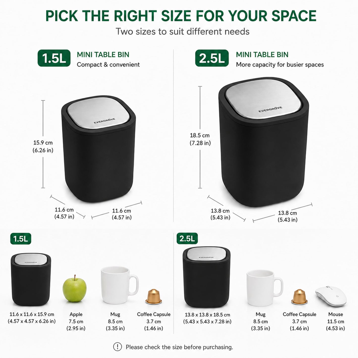 EverGrove Mini Table Bin,Desktop Trash Can