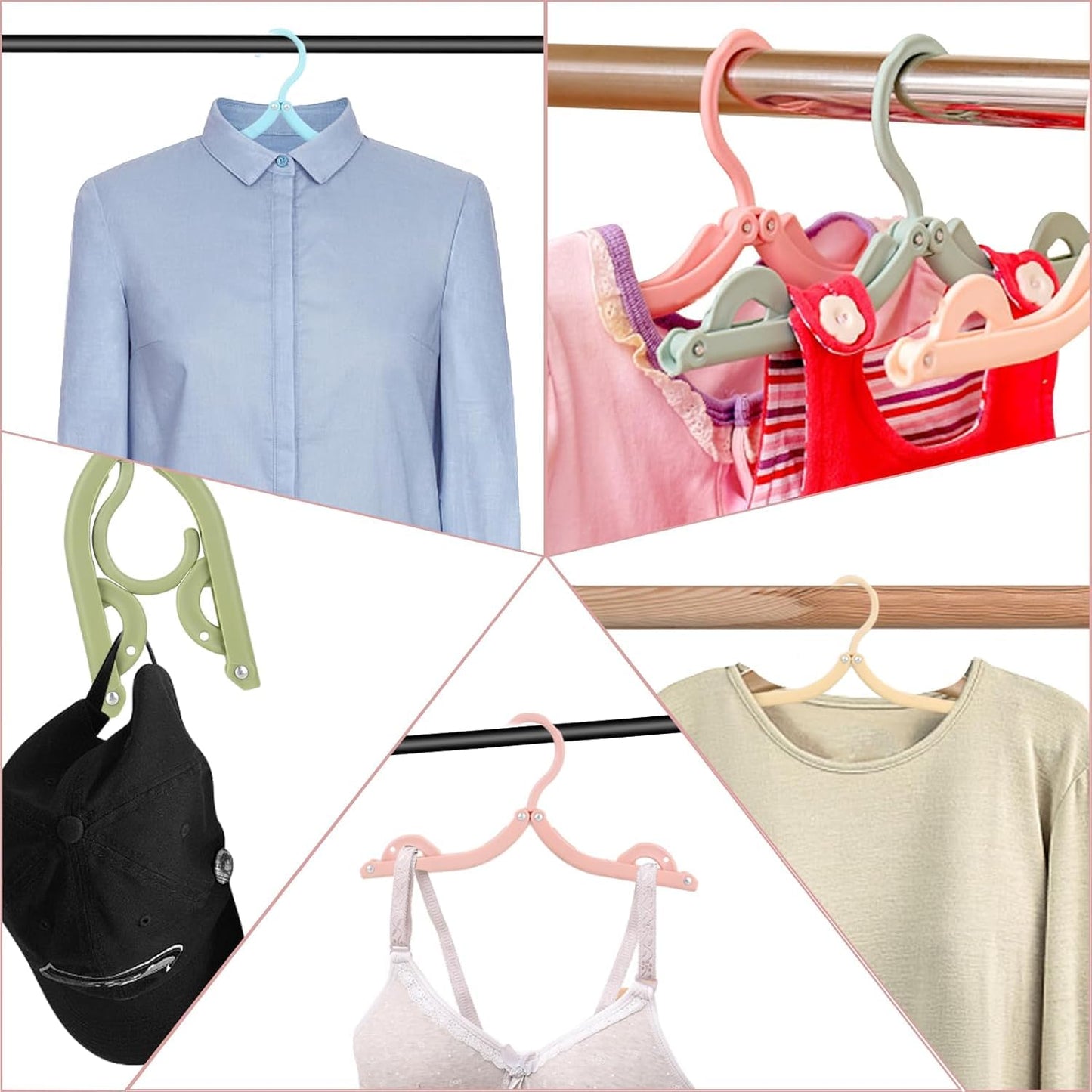 DMJJSD® 20 PCS Travel Hangers Folding Clothes Hangers Portable Plastic Clothes Coats Hangers Non-SlipTravel Hanger Portable Folding Foldable Space