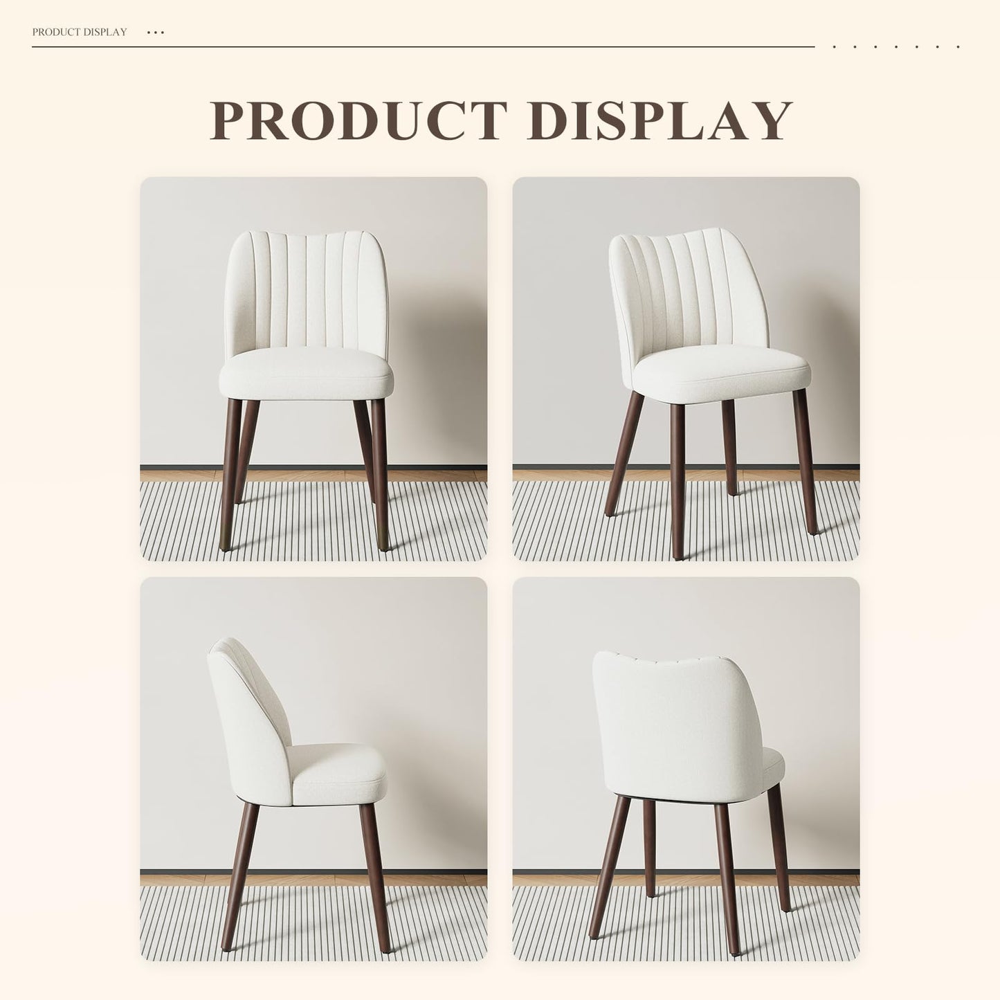 MALOL Upholstered Dining Chairs Set of 6, Fabric Chairs for Dining Room with Solid Wood Legs and Thick Seat Cushion