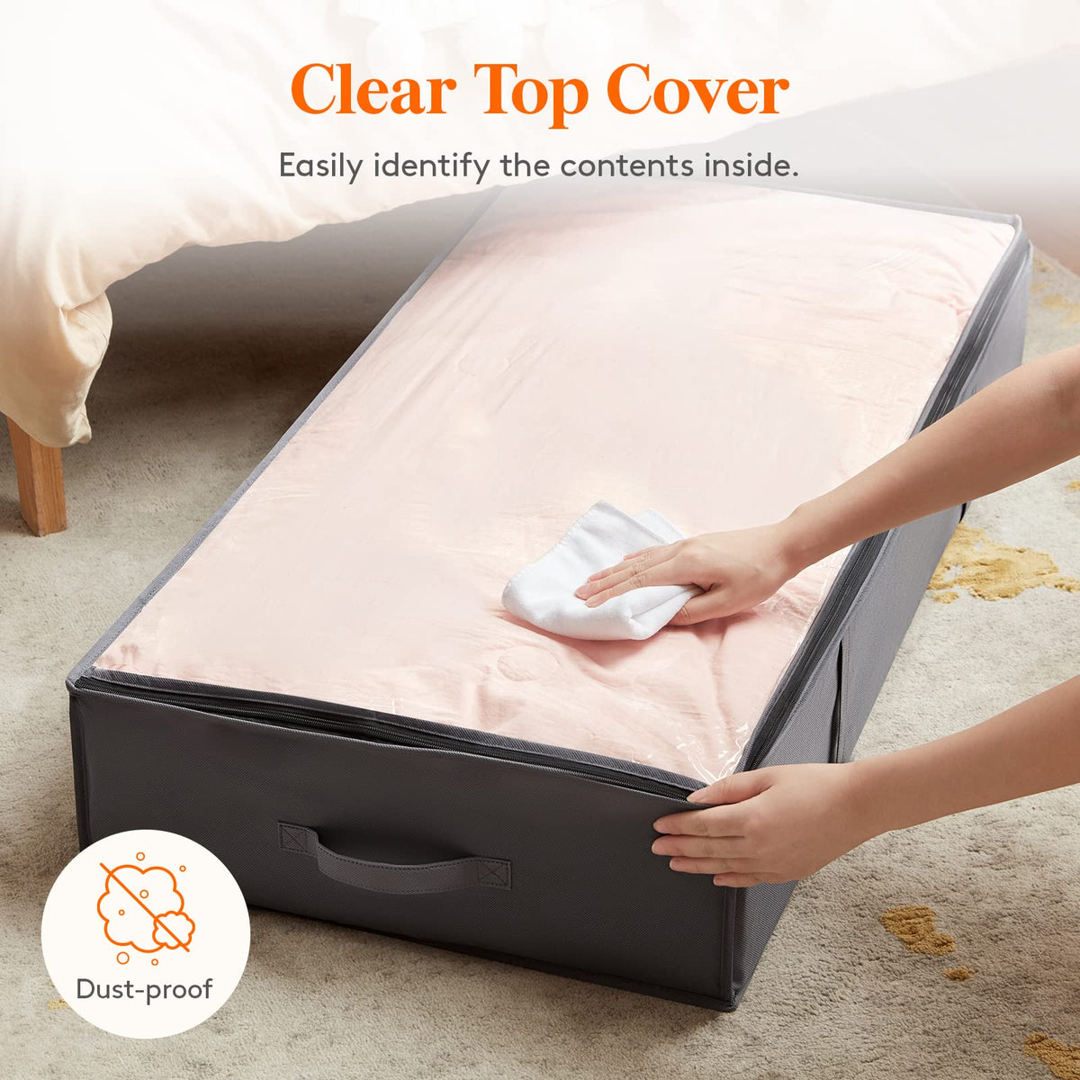 Lifewit 4 Pack 95L Under Bed Storage, Underbed Storage Boxes with lid Clothes Storage Bag Wardrobe Storage Organiser with Reinforced Handle