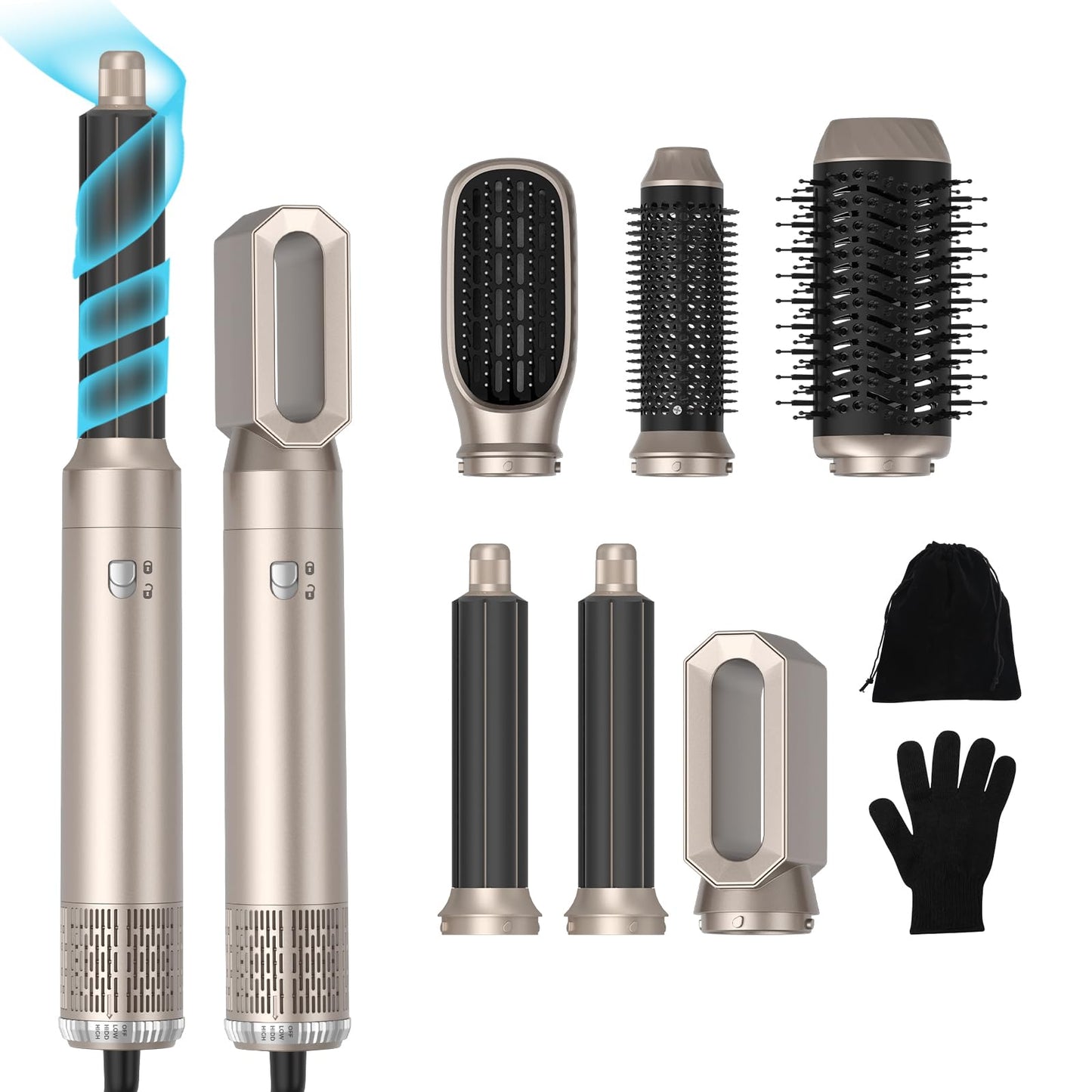 6 in 1 Hairstyler Set, 1000w All in One Professional Air Styler Hair Dryer Air Curler, Airsbrush 5 in 1,Multifunctional Detachable Styler Tools for