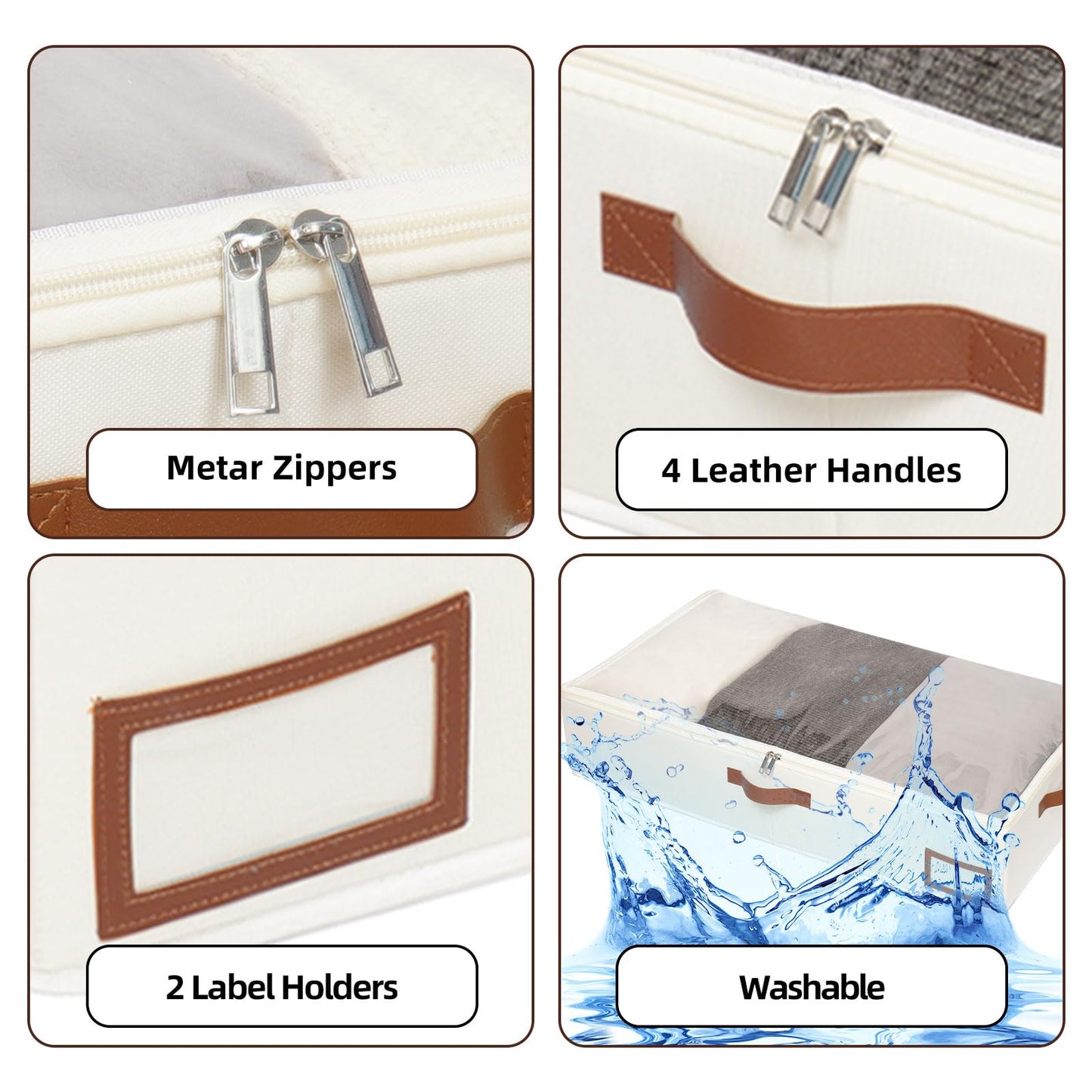 Yawinhe 48L Under Bed Storage Containers,1 Pack Closet Organizers,Beige