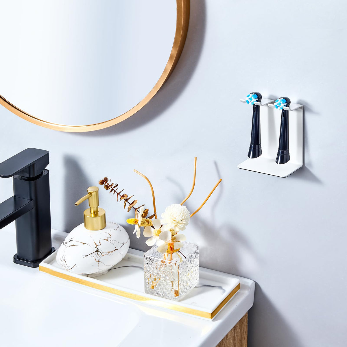 WAYASI Electric Toothbrush Holder Wall Mounted or Desktop, Electric Toothbrush Head Holder, Brush Head Holder for Bathroom White, Small