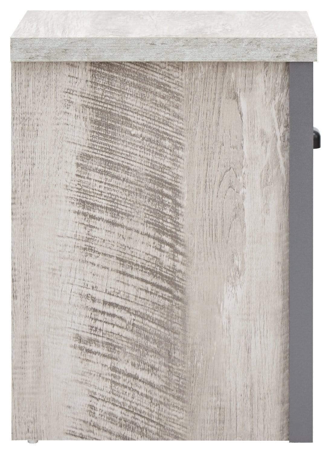 GFW Boston Grey Wood Effect Lamp Table, 1 Drawer Side Table with Storage, Industrial End Table with Chunky 30mm Top