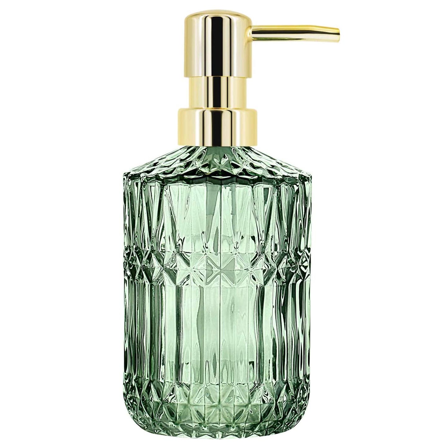 YunNasi Glass Soap Dispenser with Pump, Refillable Liquid Hand Soap Dish Soap Dispensers for Bathroom Counter, Kitchen Sink (Green)