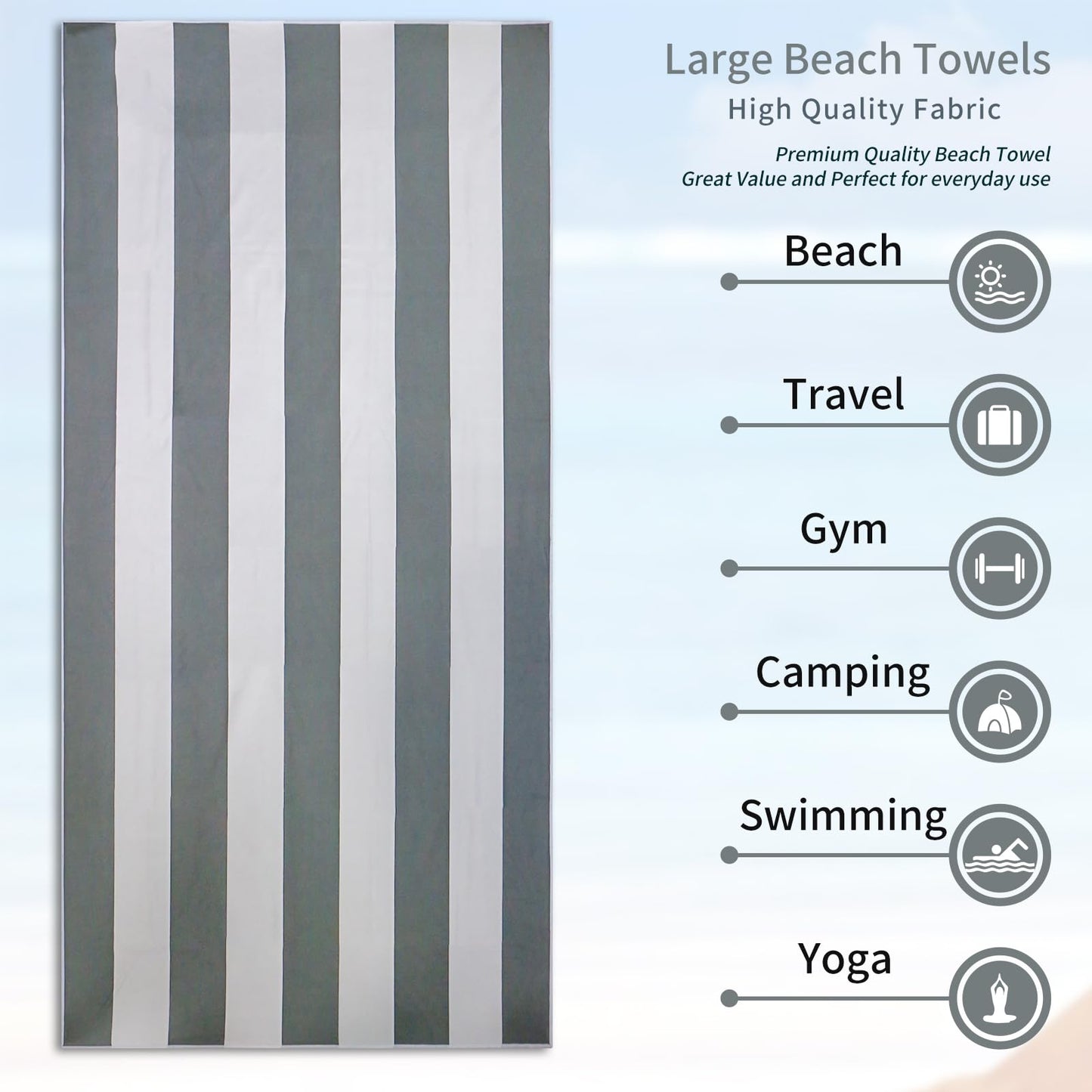 Vorvowry Microfibre Beach Towels for Adults Women Men Extra Large Lightweight Quick Dry Sand Free Travel Towel Double Sided Printing for Swim Sports