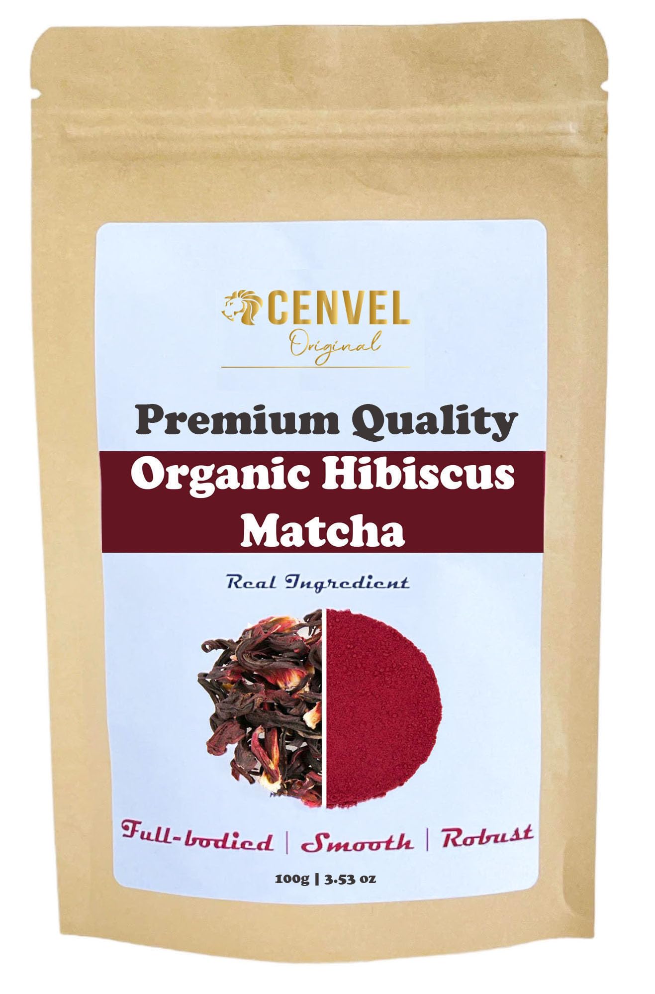 CENVEL? Organic Hibscus Matcha Tea | Premium Quality Ingredient | 100% Ntural and Pure | Great Detox Treatment | Eco-Friendly packaging | (100g)