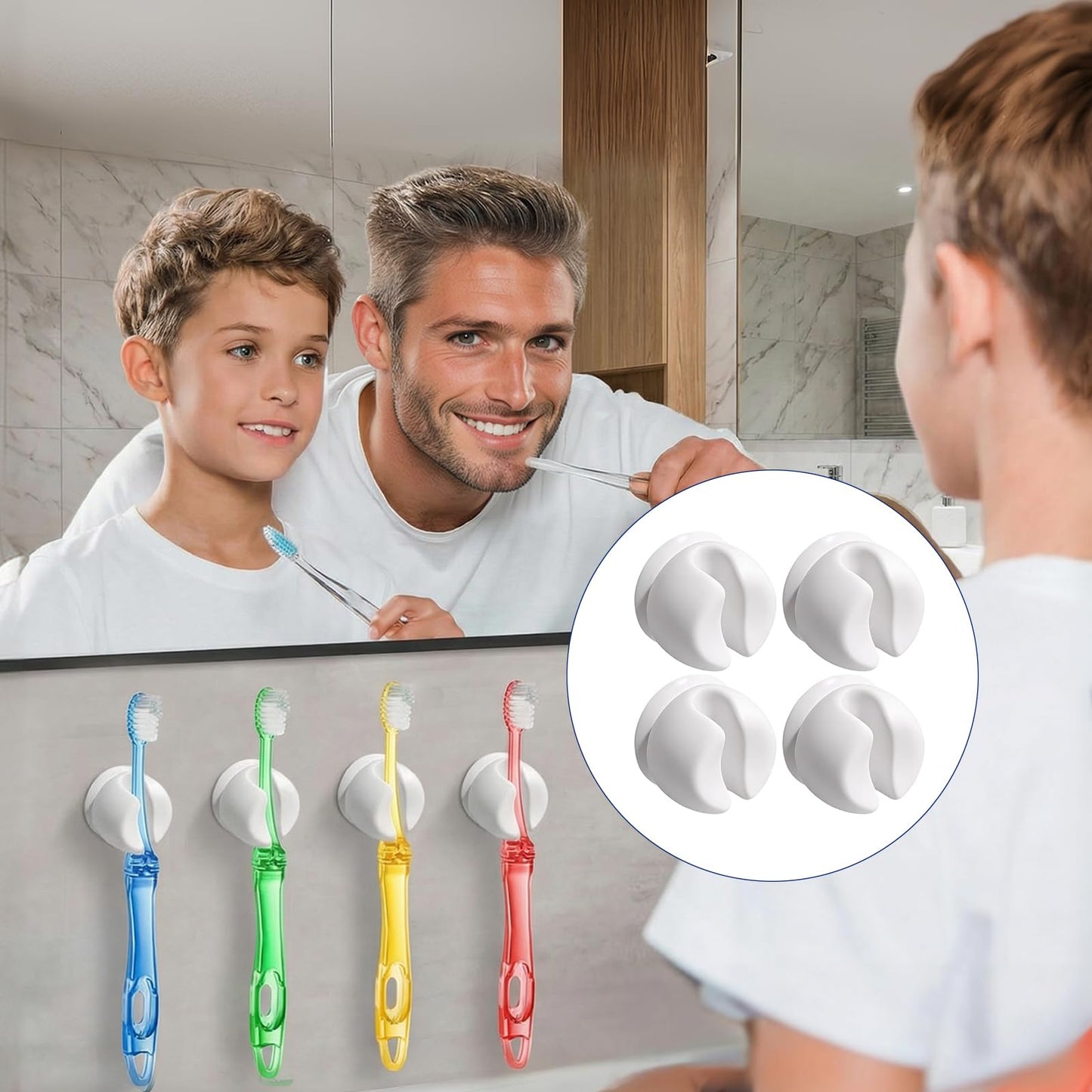 4PCS Suction Toothbrush Holder, Toothbrush Holder Wall Mounted with Suction Cup, Toothbrush Wall Holder for Sink