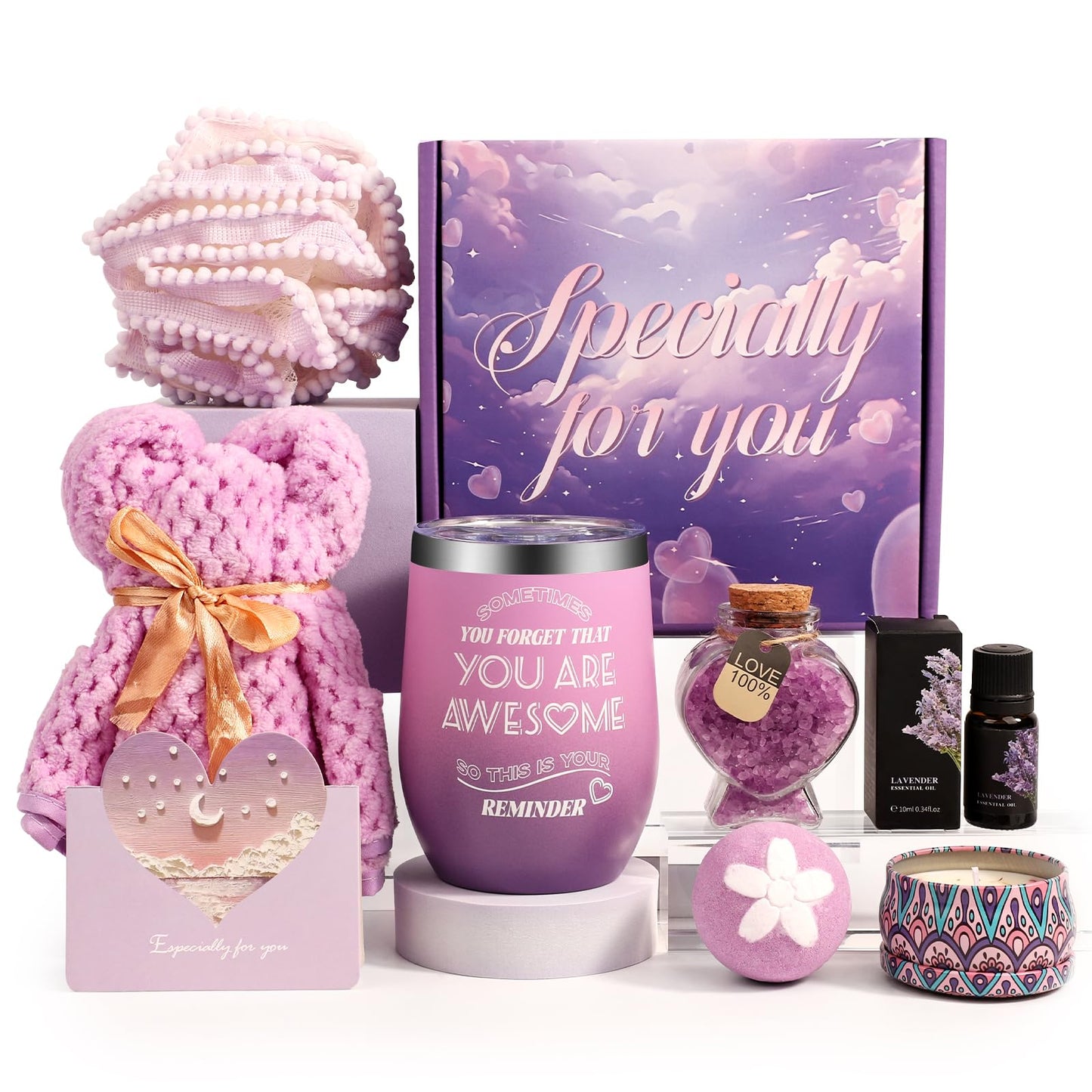 Lavender Pamper Gifts Sets for Women,Get Well Soon Gift,Spa Bath Set Gifts for Women,Self Care Package for Her Ideas for Siste,Ladies,Best