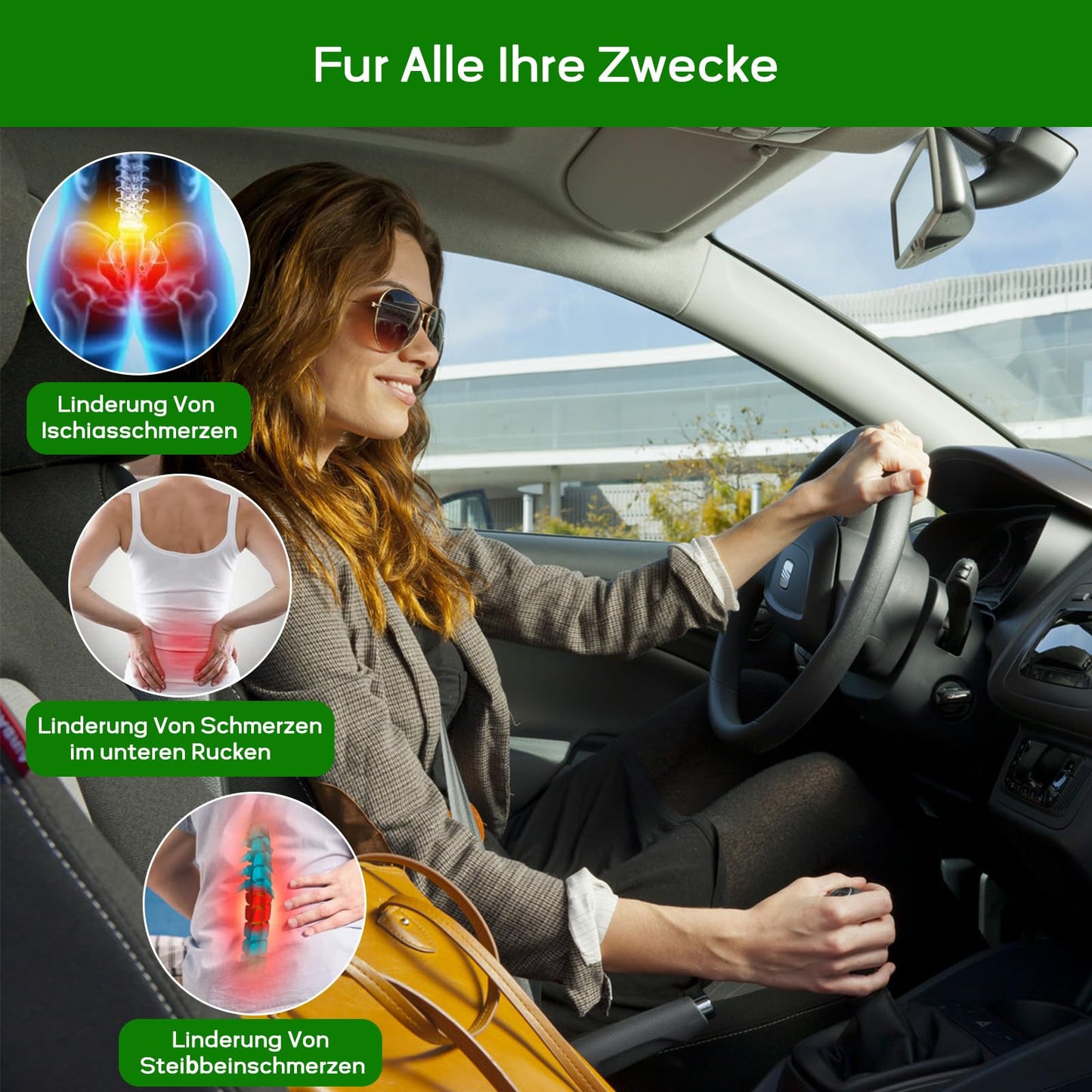 LUOZIQINX Car Seat Cushion Pad, 3.9in Wedge Car Booster Seat Cushion for Driving, Memory Foam Driver Seat Cushion Pillow for Office Chairs,Car