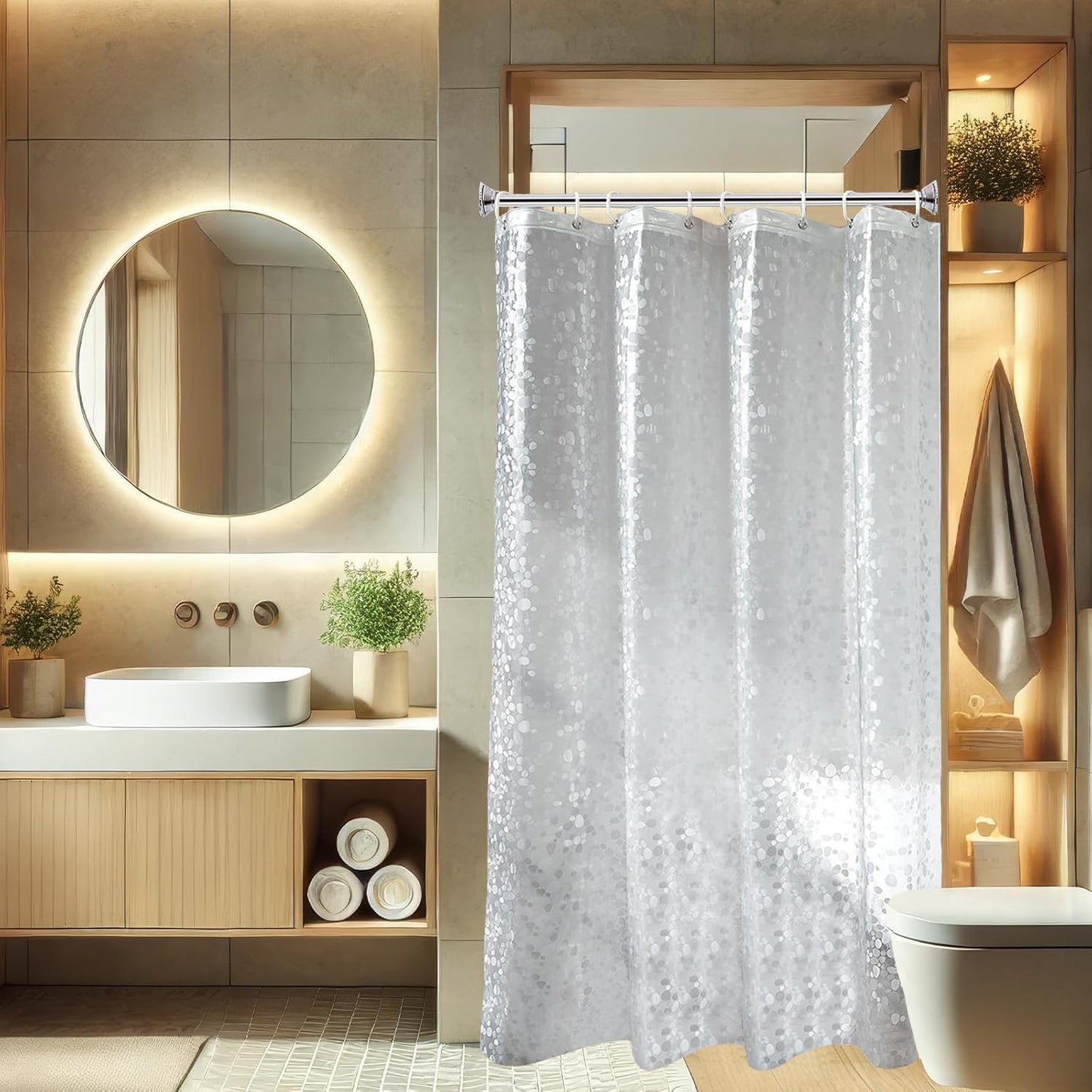 HUIBOHOU Shower Curtain, Mould Proof and Mildew Resistant Washable Bathroom Curtains, Shower Curtain for Bathroom, Bath Curtains with Hooks