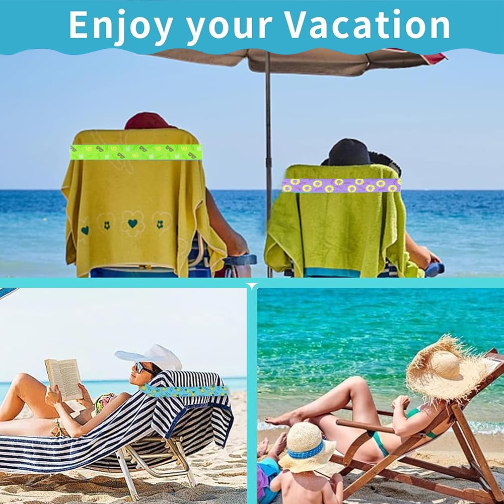 Towel Bands for Beach,5 Pack Beach Towel Bands for Sun Loungers,Elastic Bands for Sunbed Towel,Windproof Sun Lounger Straps for Pool Beach