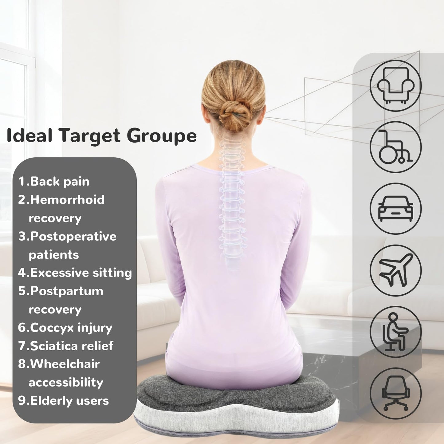 Carreuty Memory Foam Donut Cushion, Ring Cushions for Pressure Relief Hemorrhoids coccyx pain Postnatal Pain, donut pillow for Office Chair, Car