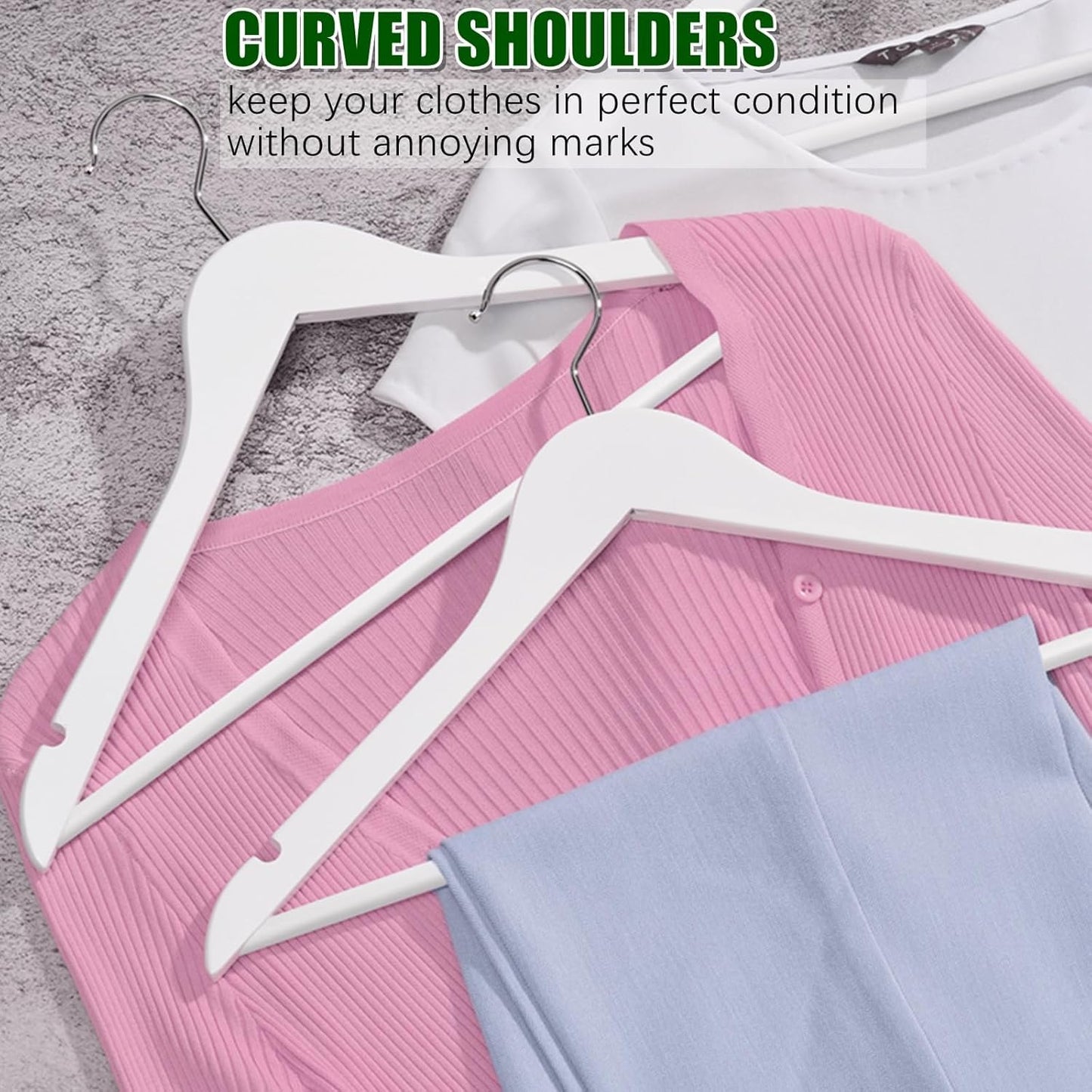 Amber Home 20pcs Wooden Coat Hangers, Wood Suit Hangers, White
