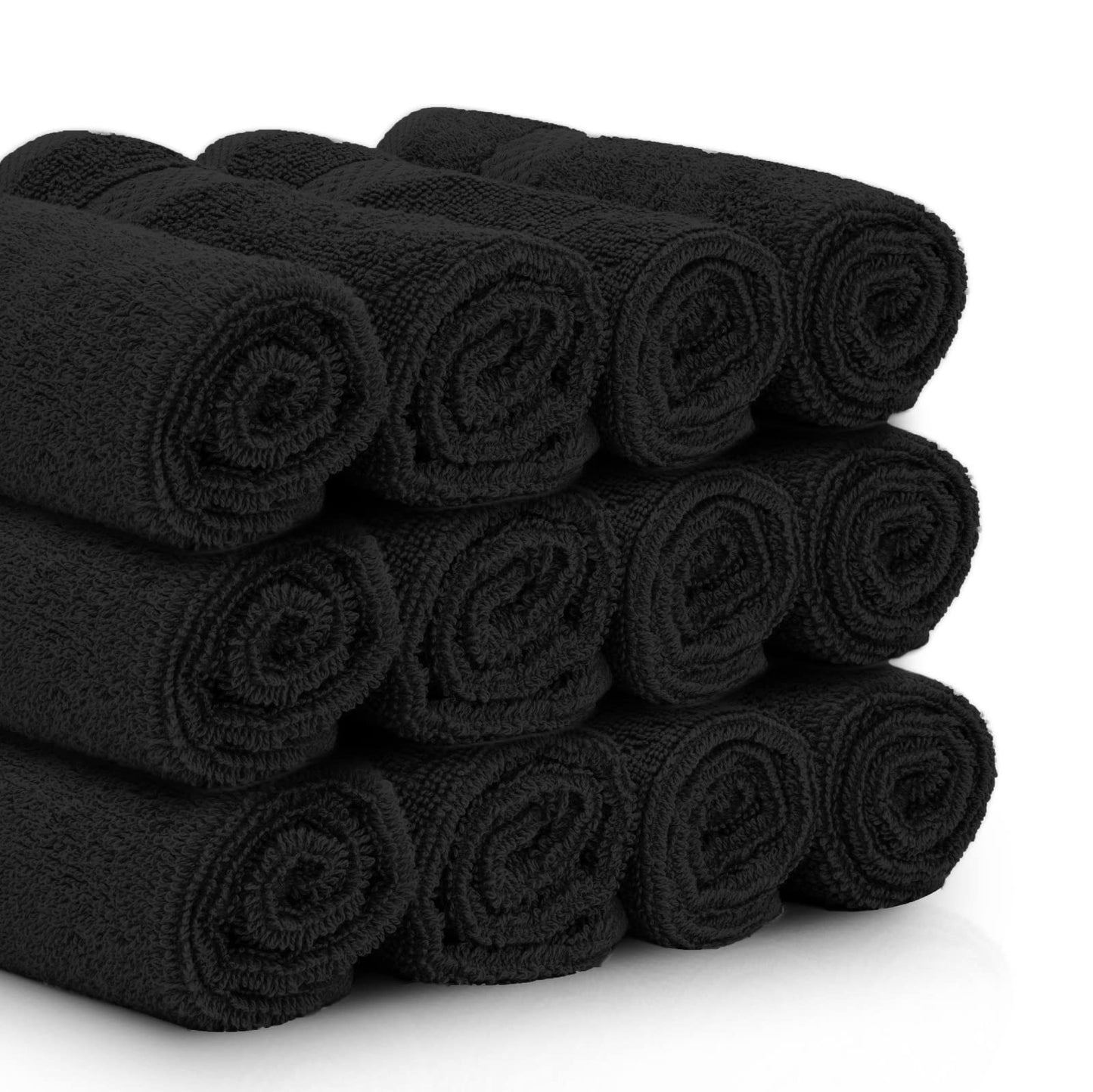 White Classic Luxury Black Hand Towels, 100% Cotton Bathroom Hand Towels Set of 6, Hotel Towels Extra 40x76 cm