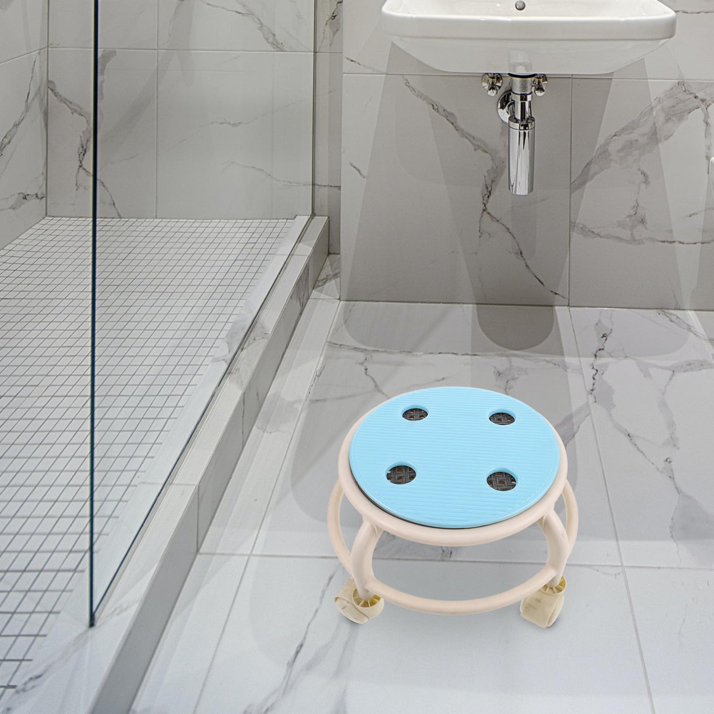 Beaupretty Waterproof Shower Chair Cushion Soft Non-Slip Round Bath Stool Pad Breathable Seat Mat for Bathroom Seating Senior Safety and Mobility
