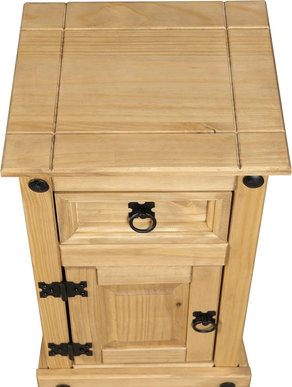 Corona Bedside Table 1 Door 1 Drawer Cabinet Pot Cupboard Lamp End Side Table Lounge Living Room Mexican Solid Pine Wax Finish